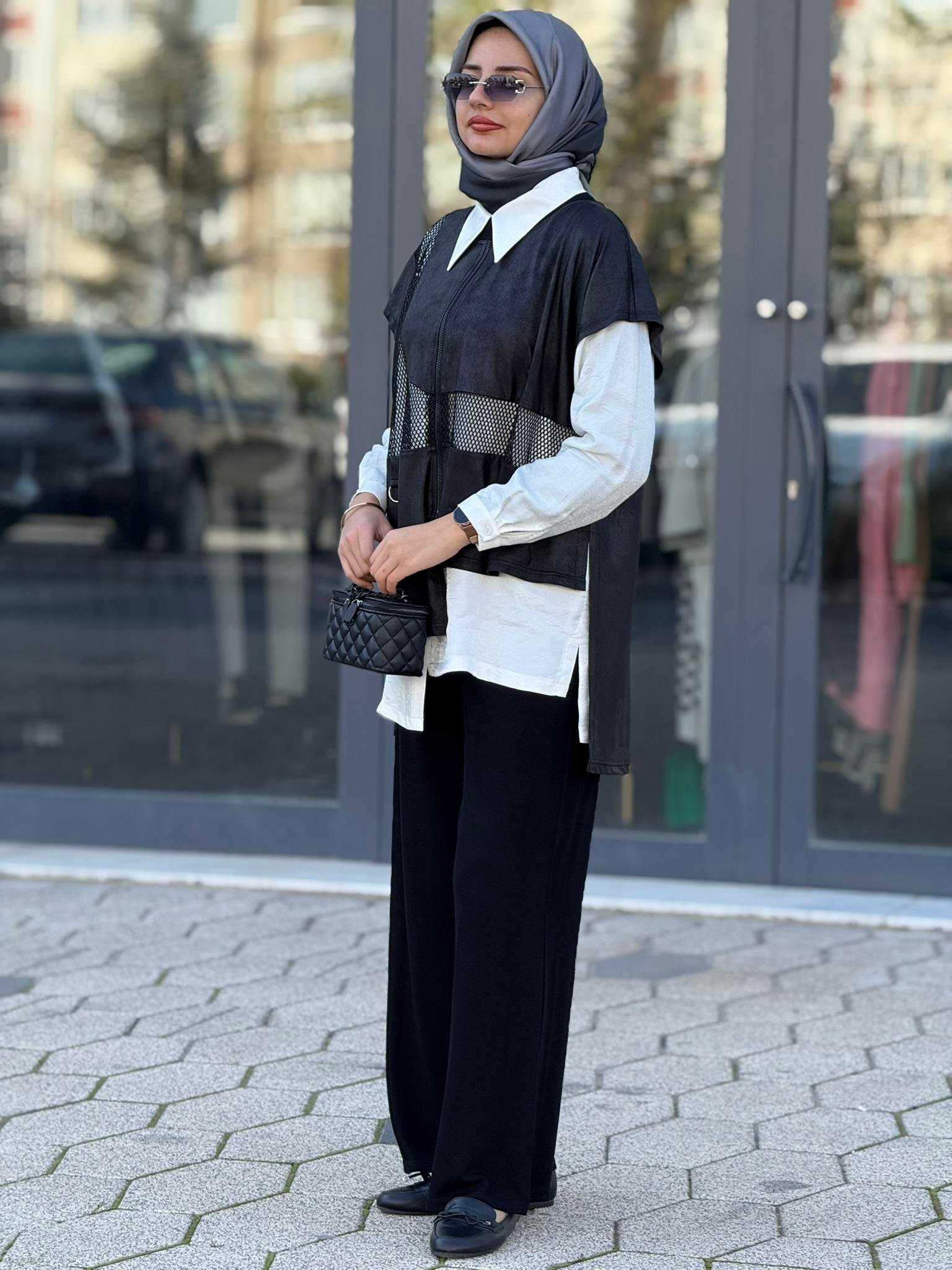 Asimetrik File Detaylı İkili Takım Siyah OTW45825