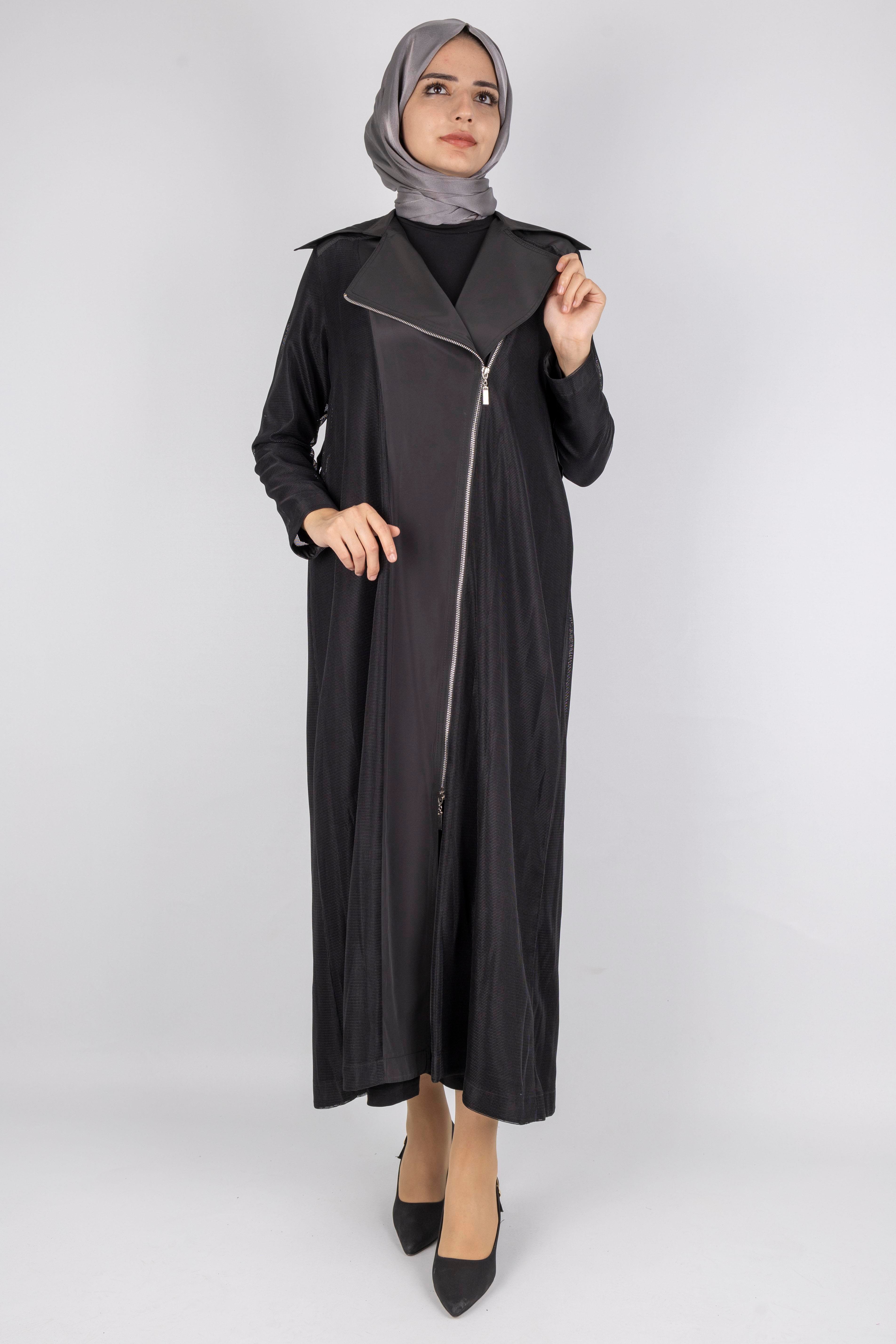 Asimetrik Sandy Kumaş Elbise Ve File Kap İkili Takım Siyah OTW25627