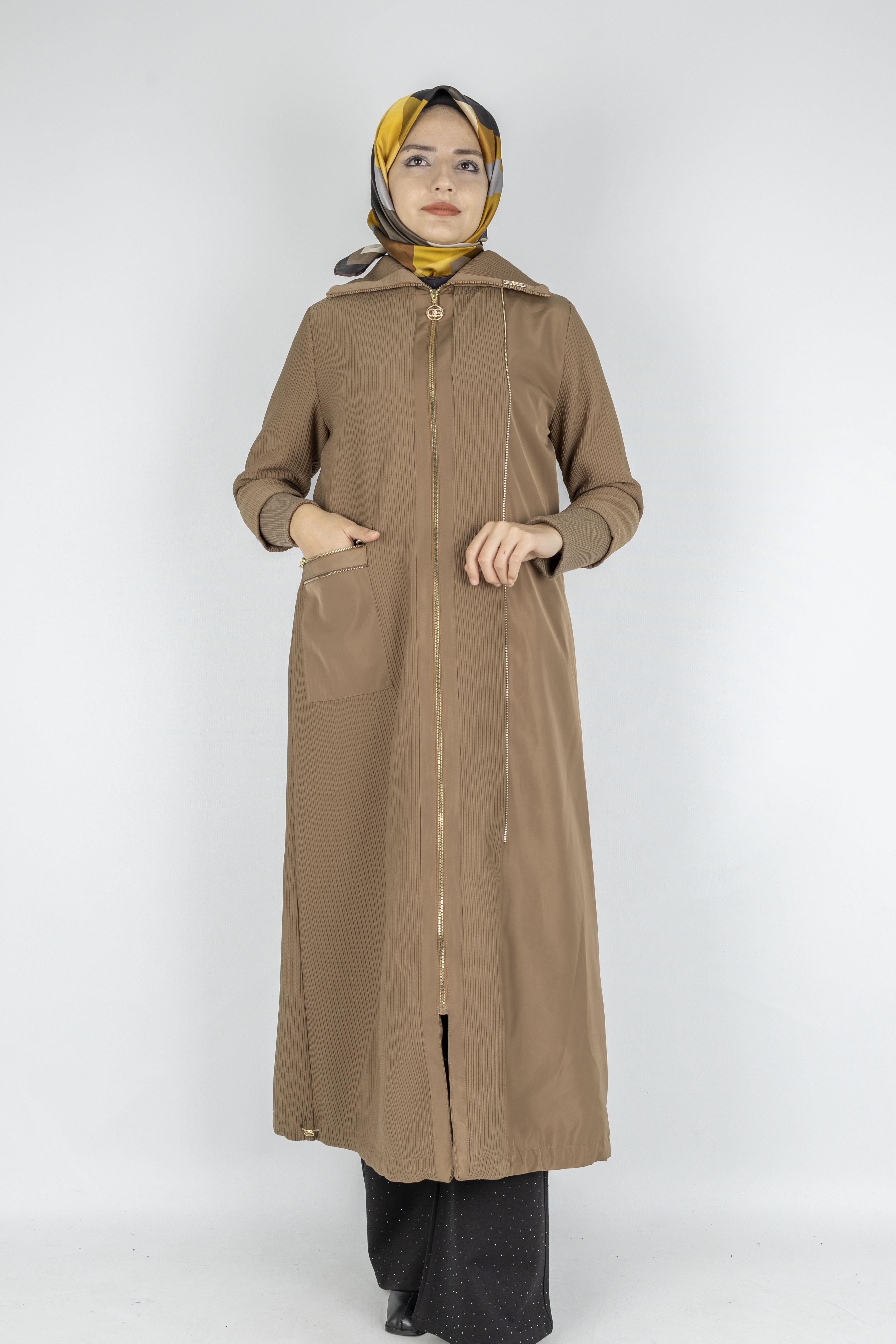 Astarlı Paraşüt Detaylı Tesettür Kap Vizon OTW1582