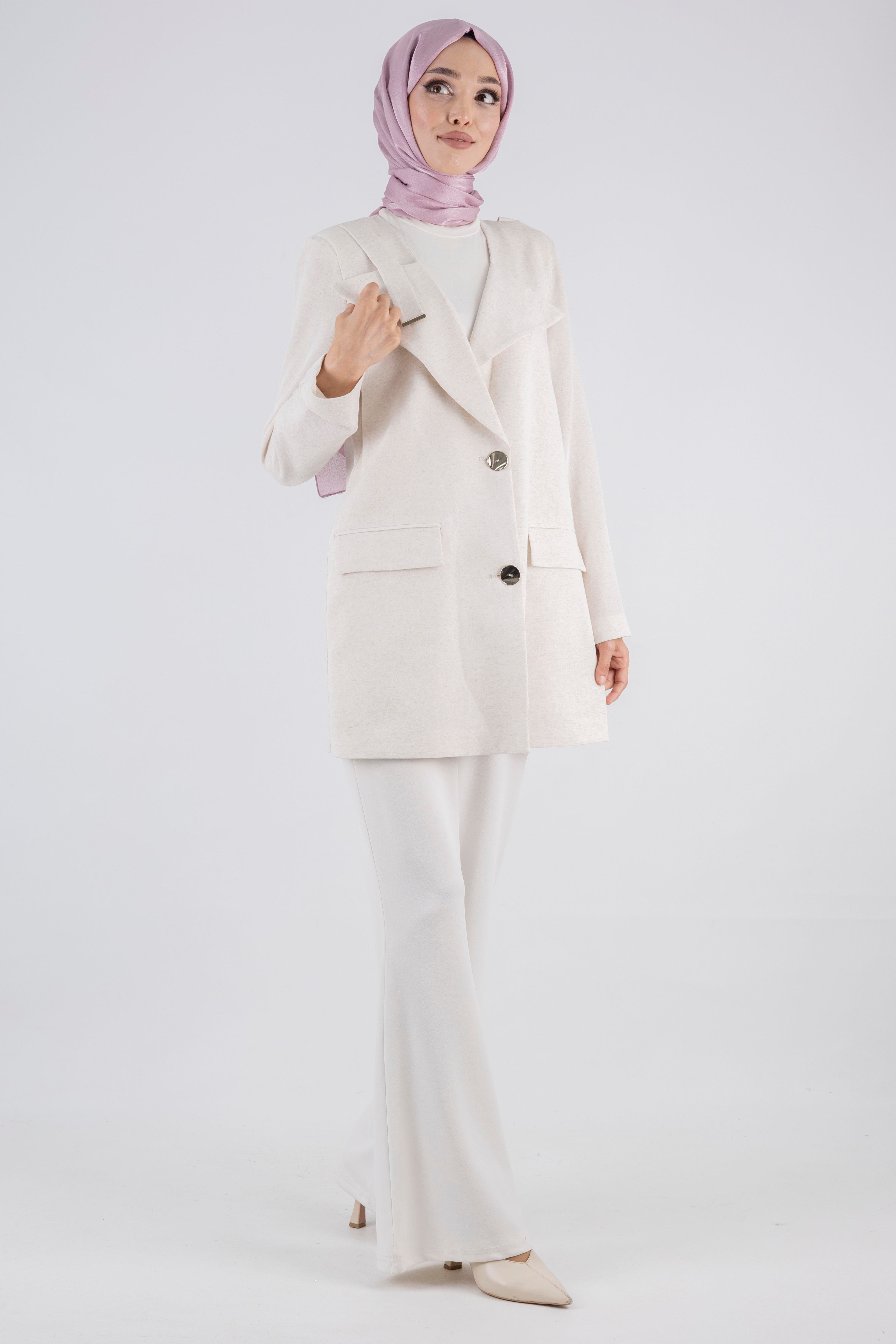 Astarsız Keten Ceket Bej OTW15108