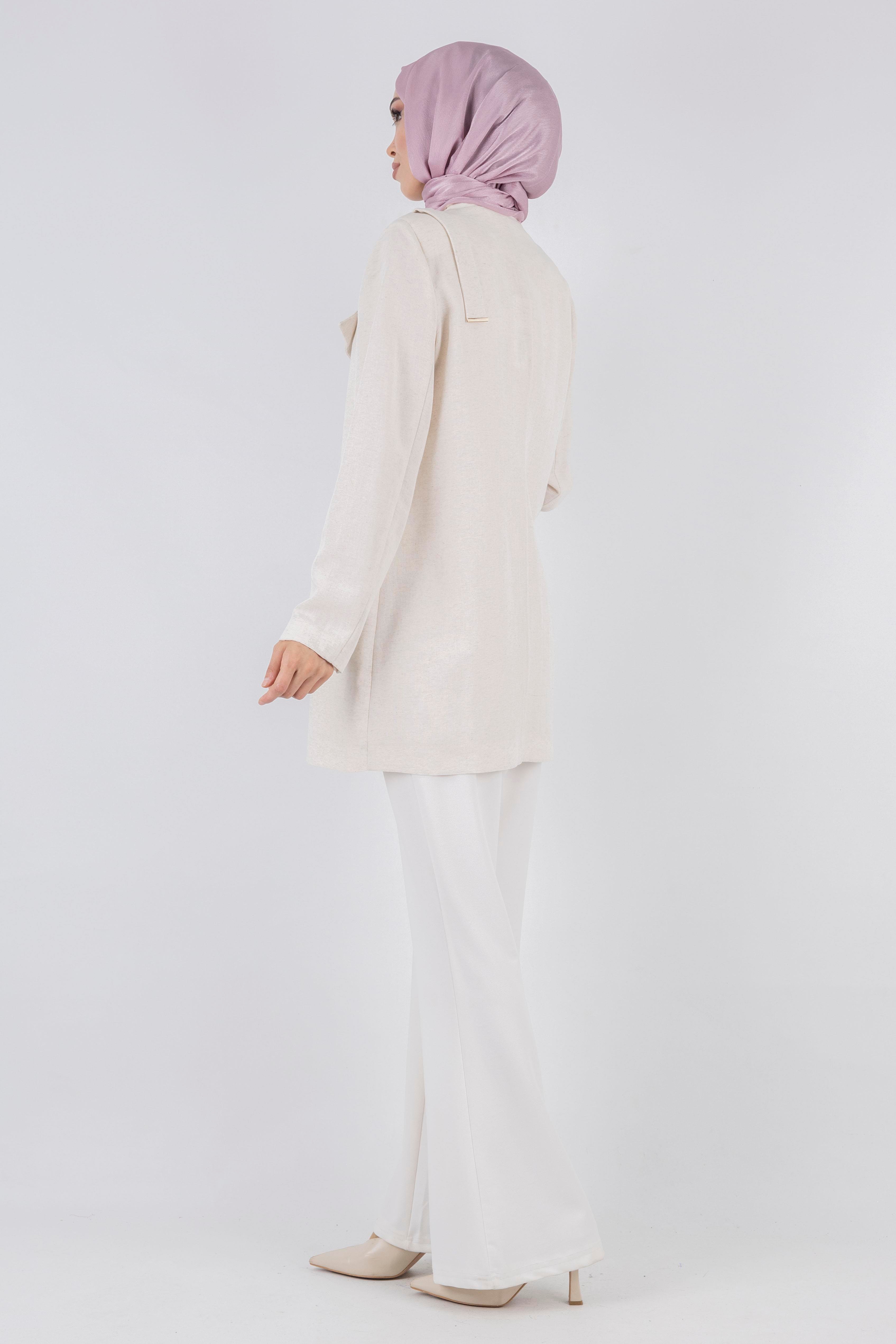 Astarsız Keten Ceket Bej OTW15108