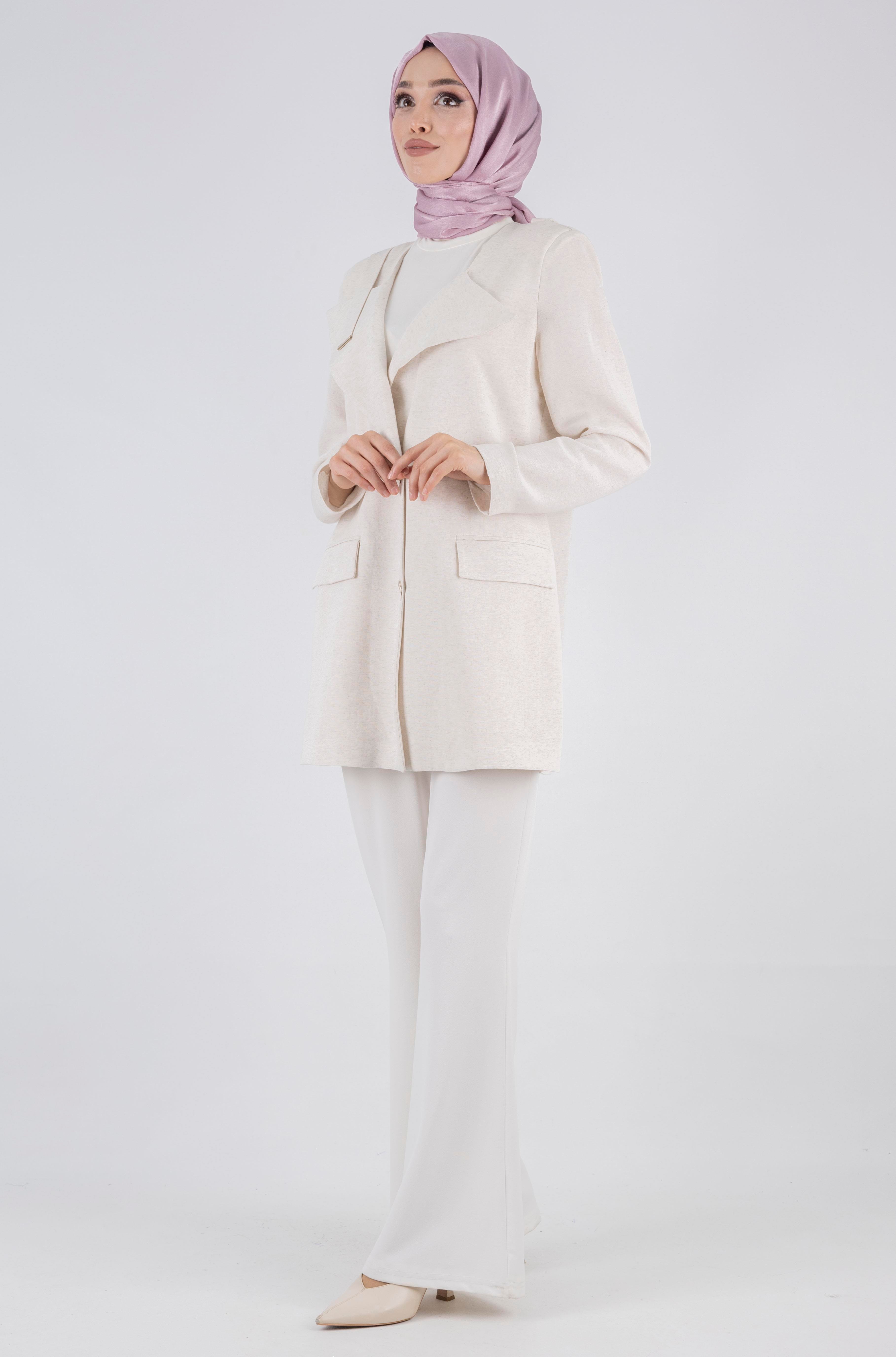 Astarsız Keten Ceket Bej OTW15108