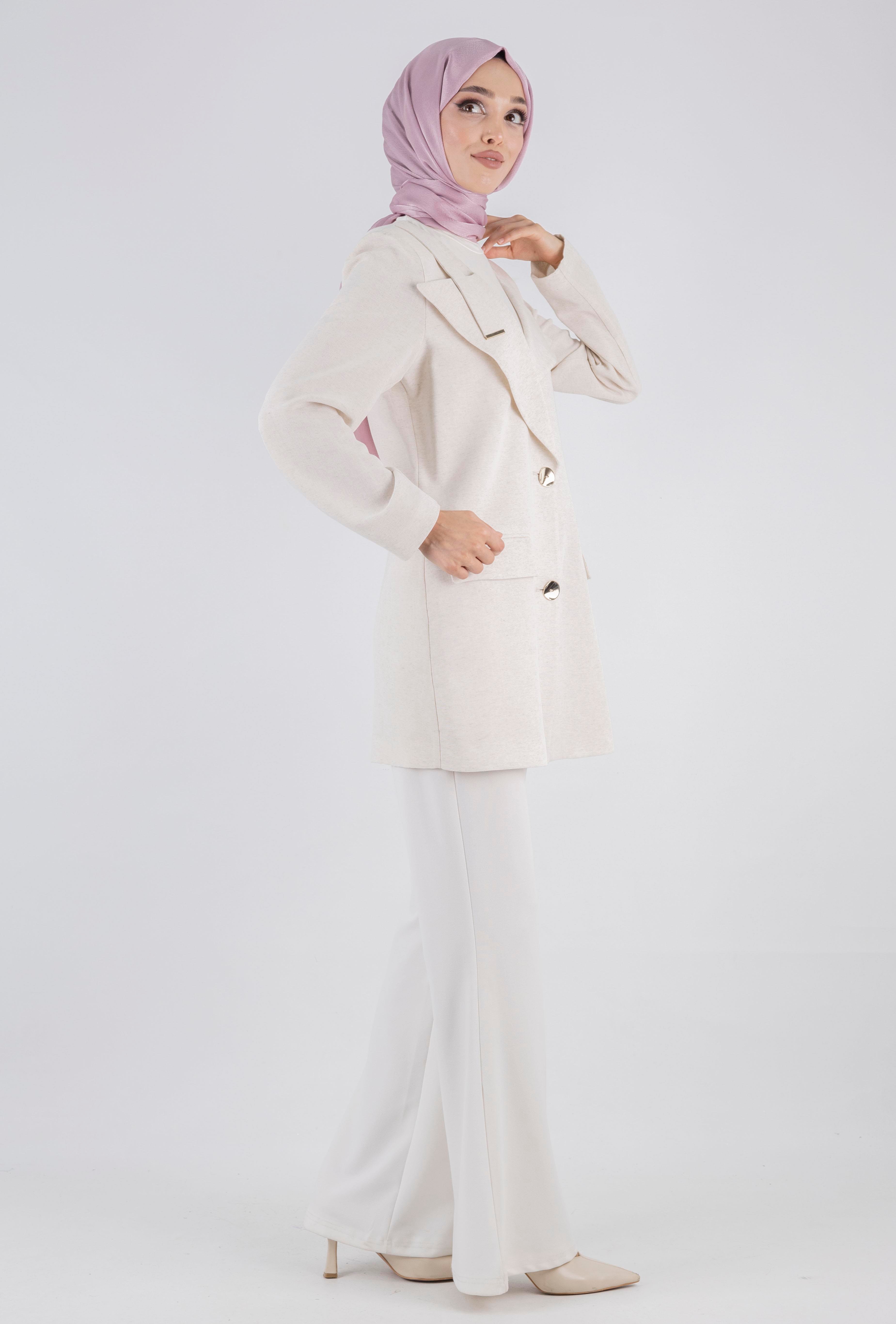 Astarsız Keten Ceket Bej OTW15108