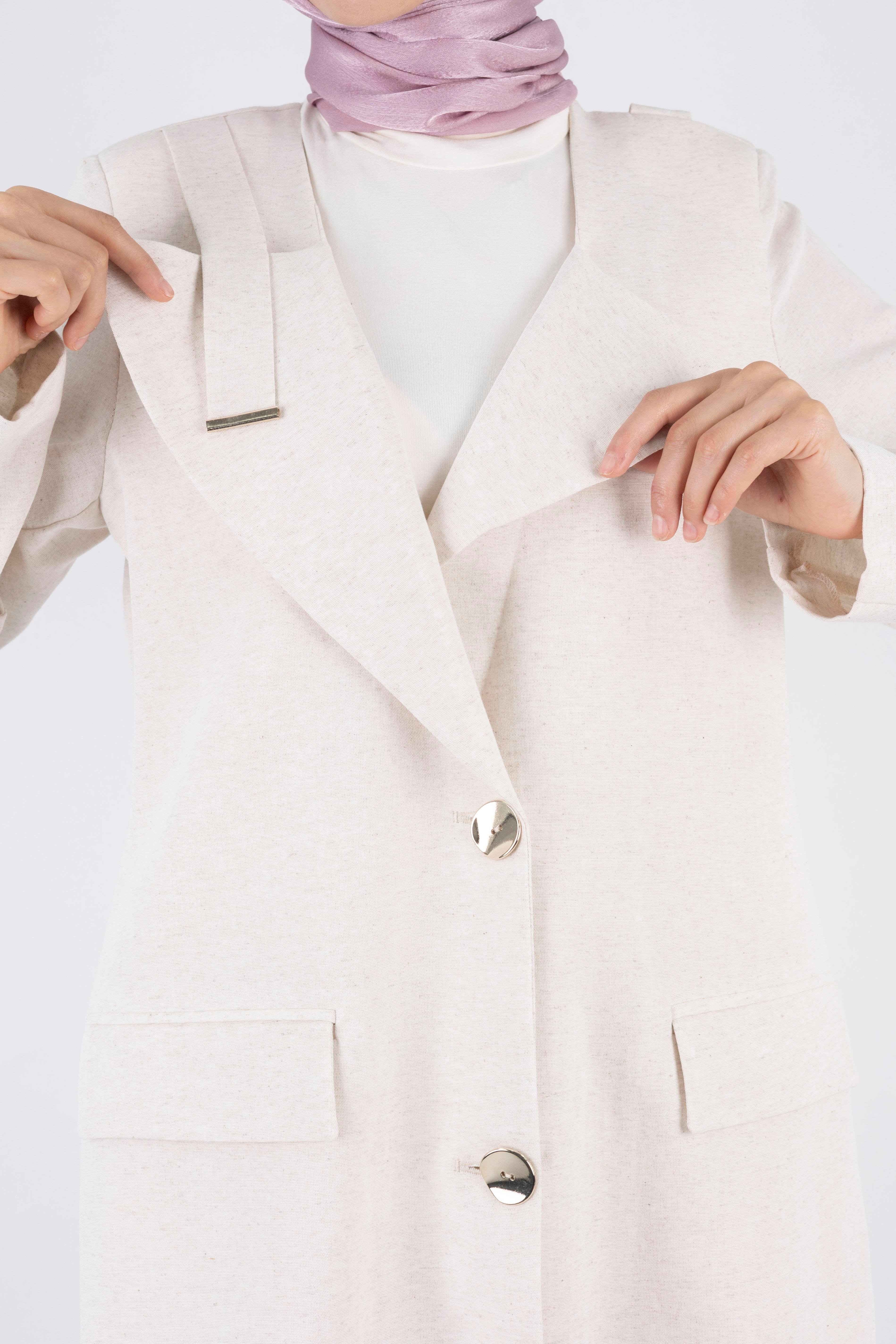 Astarsız Keten Ceket Bej OTW15108