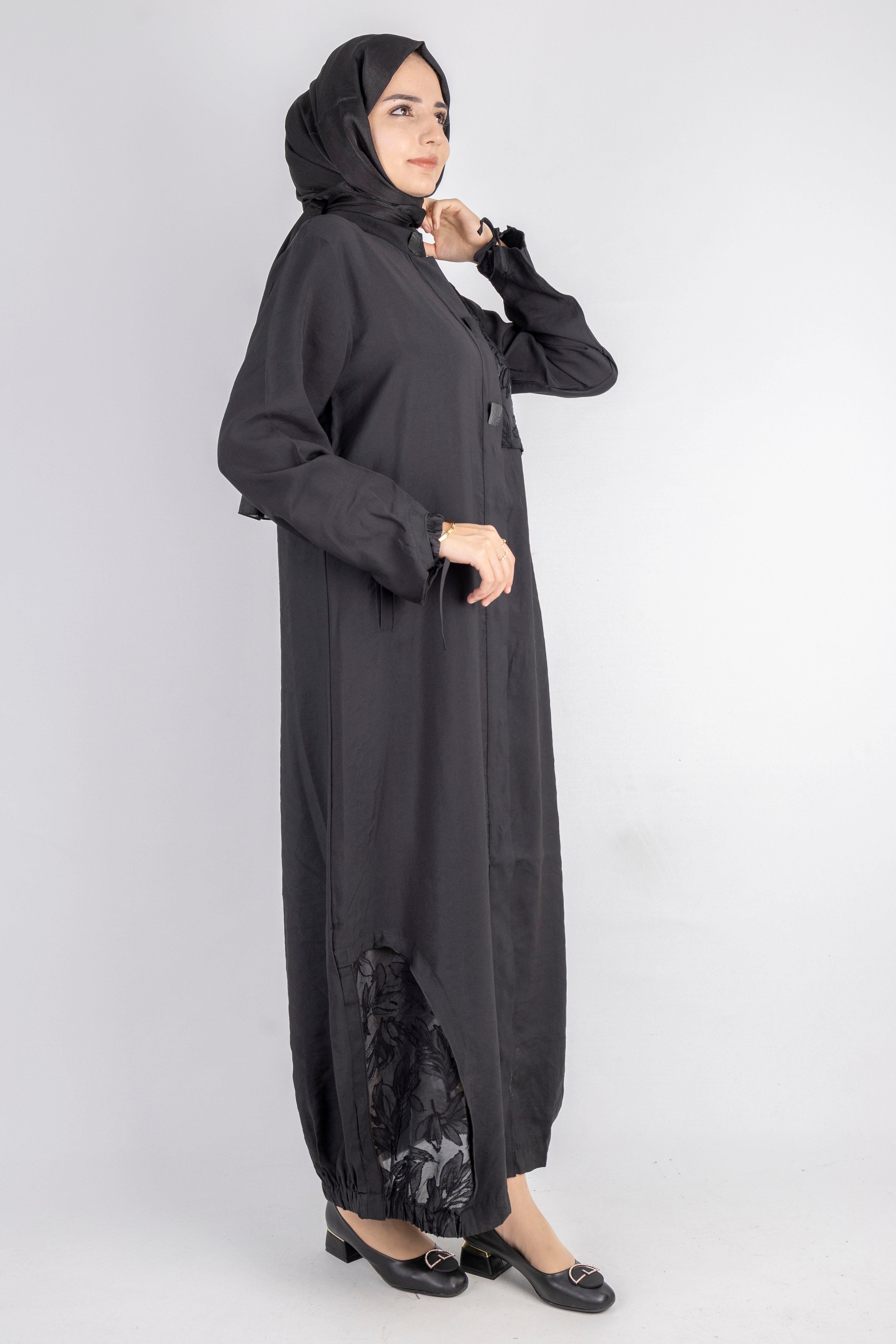 Bağlama Kol Detaylı Şık Kap Siyah OTW6009