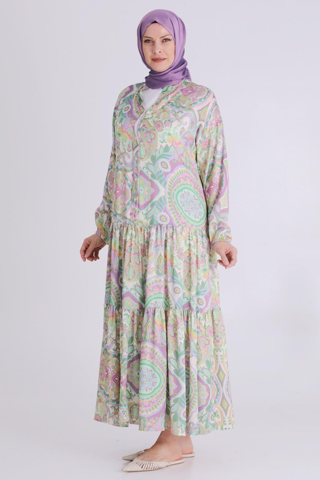 Behrem Büyük Beden Elbise Çağla OTW4003