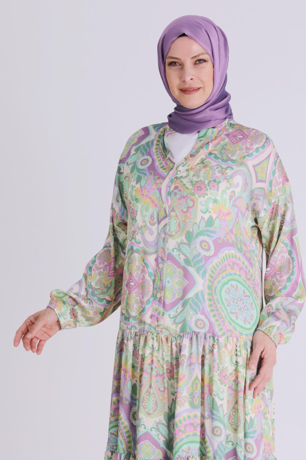 Behrem Büyük Beden Elbise Çağla OTW4003