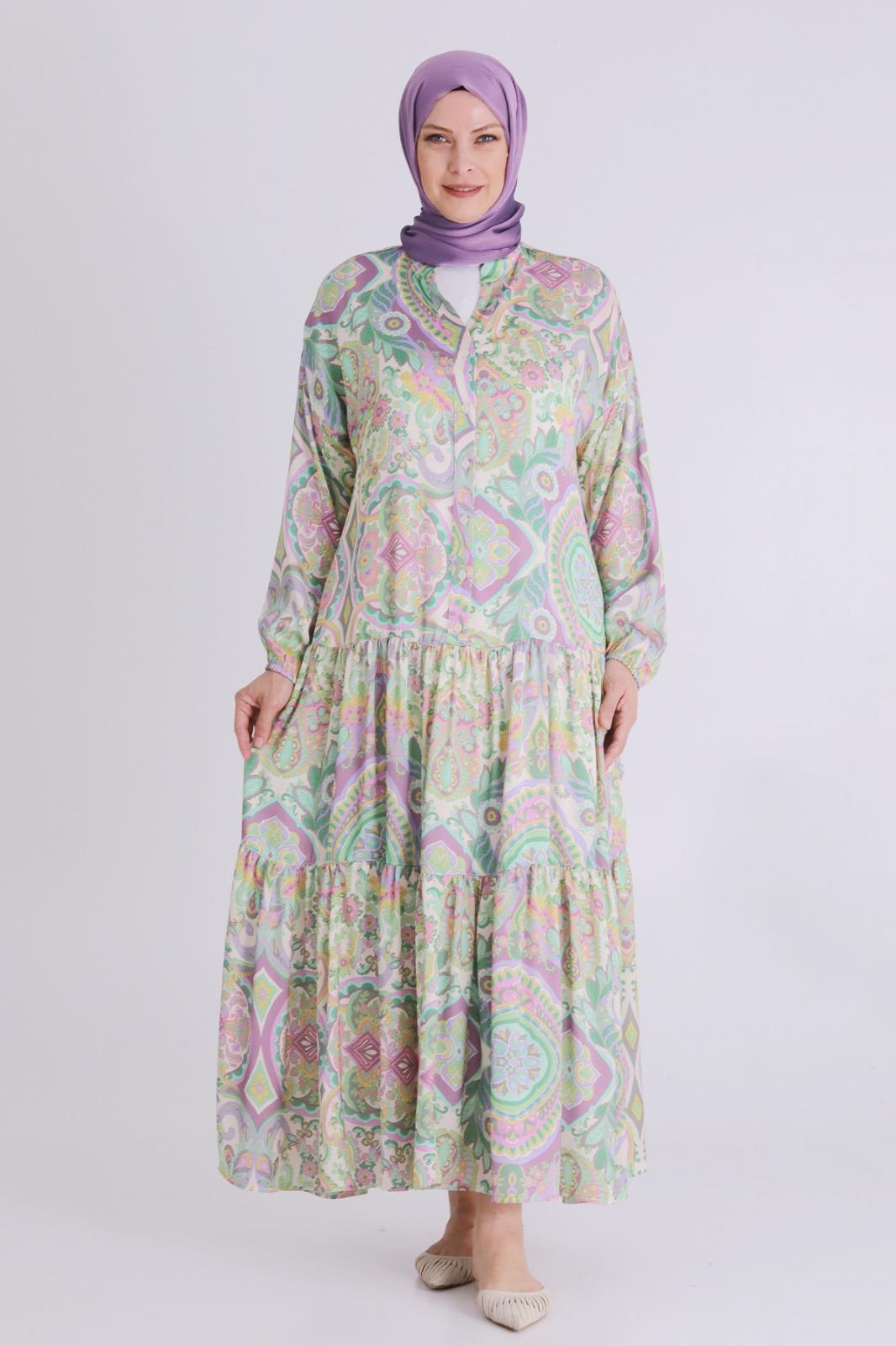 Behrem Büyük Beden Elbise Çağla OTW4003