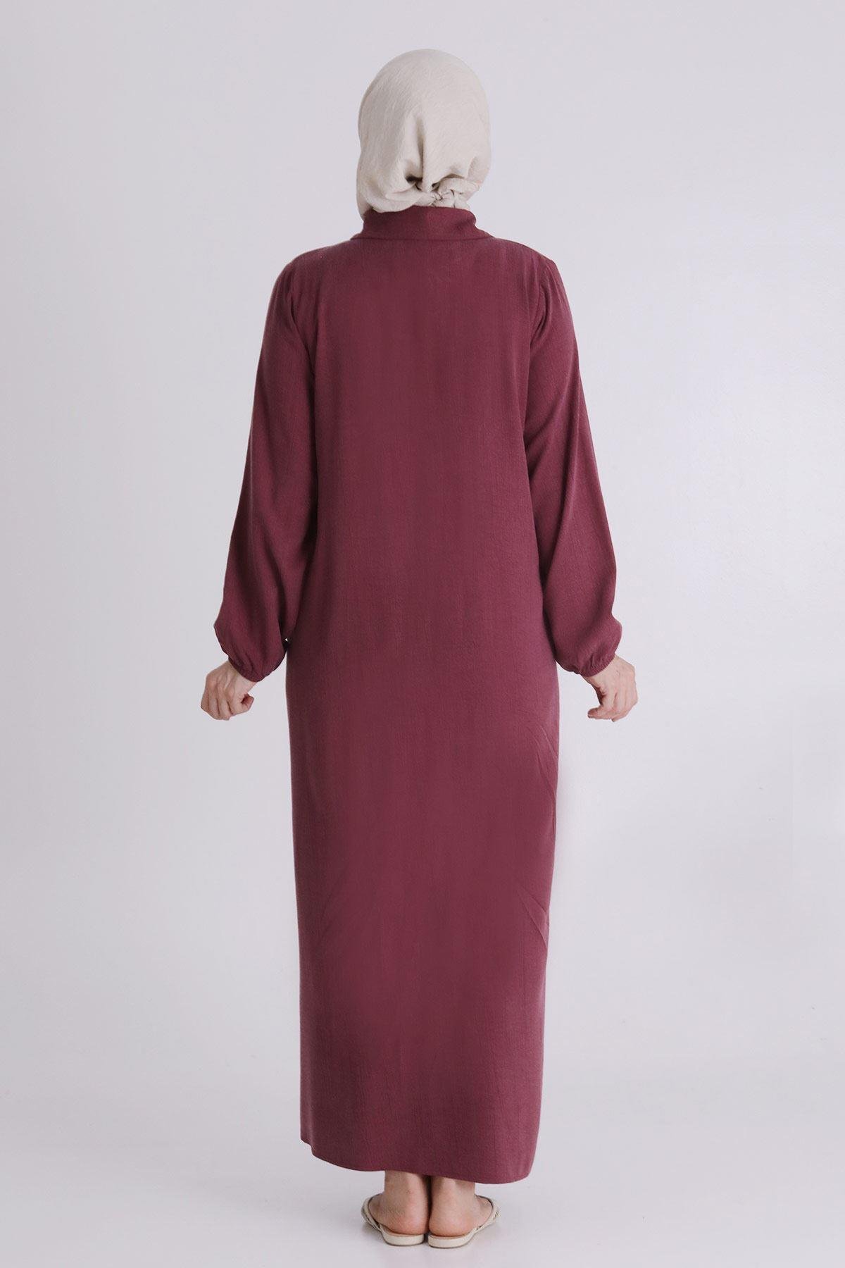 Behrem Büyük Beden Elbise Vişne OTW7523