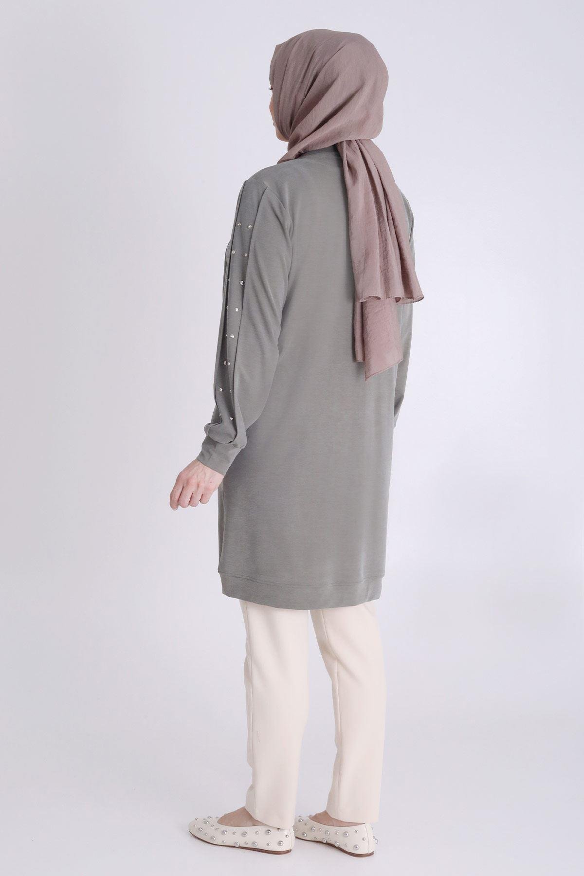 Behrem Büyük Beden Lyocell SporTunik Haki OTW20118