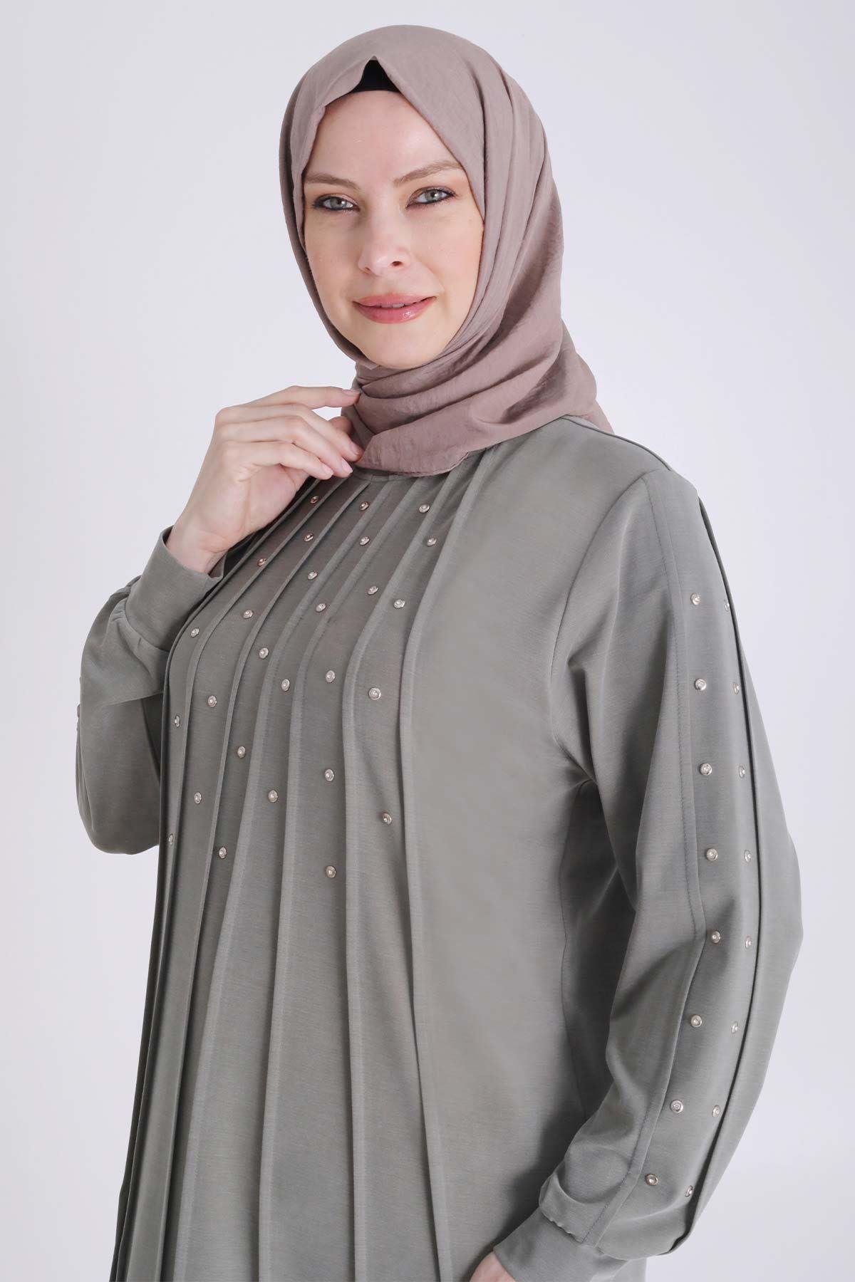 Behrem Büyük Beden Lyocell SporTunik Haki OTW20118