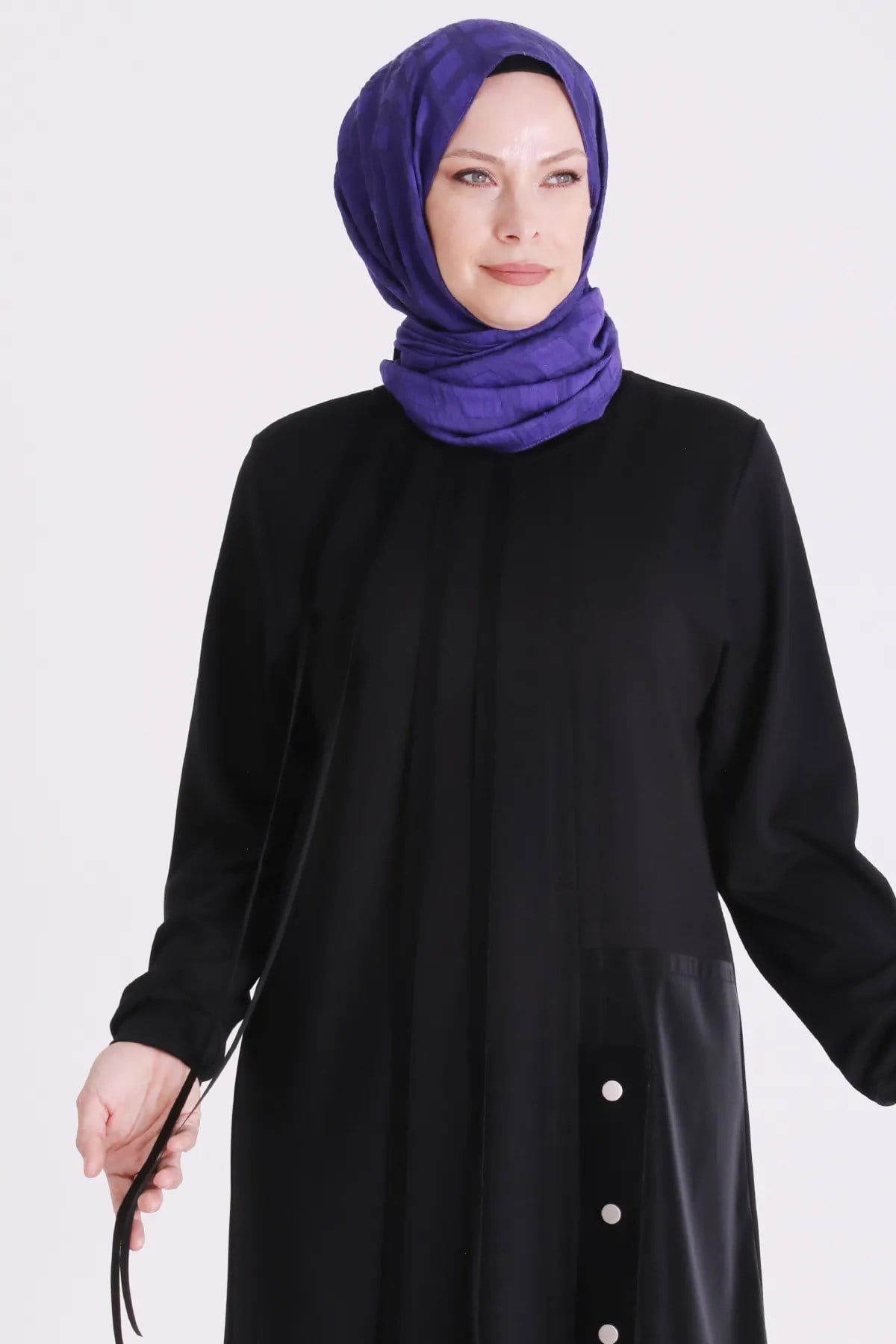 Behrem Büyük Beden Tesettür Tunik Siyah OTW2083