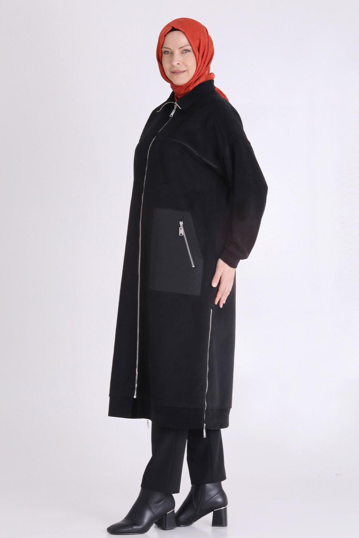 Behrem Önü Fermuarlı Çelik Örme Kap Siyah OTW25137