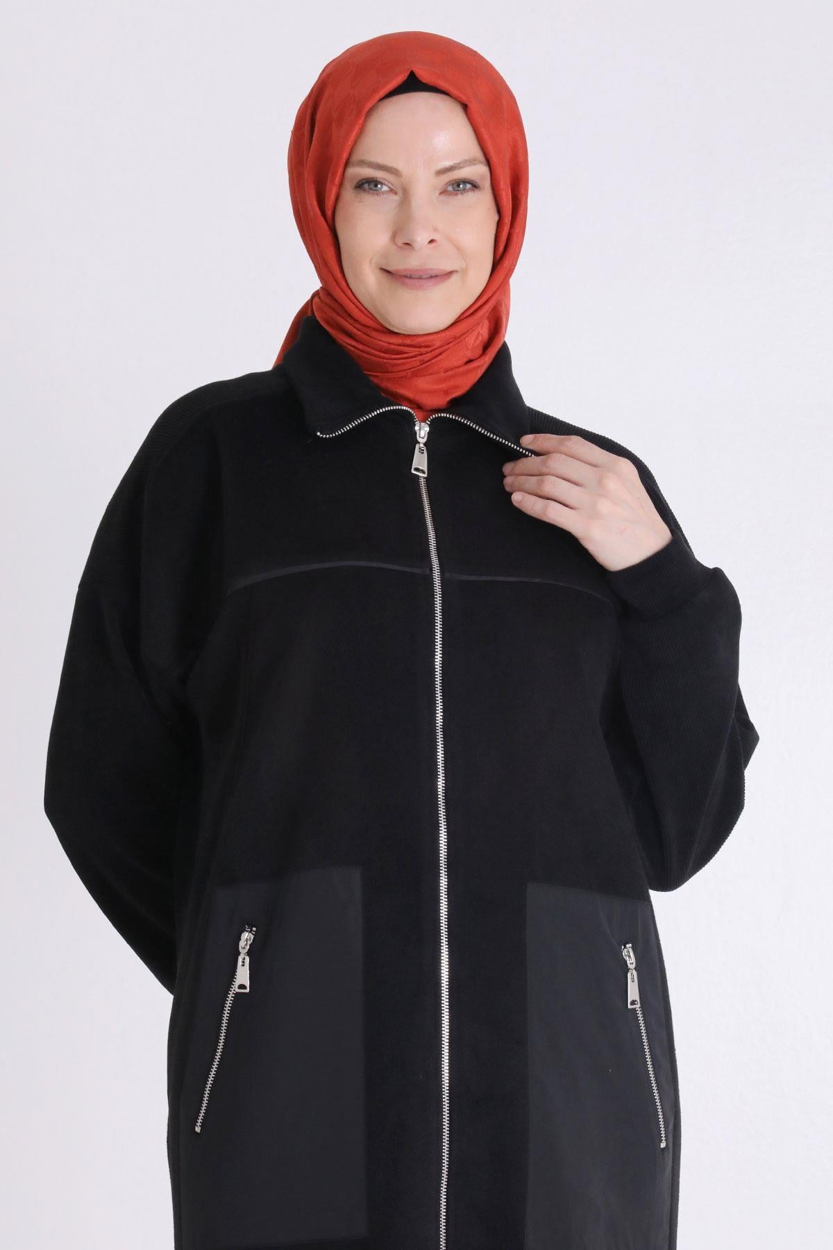 Behrem Önü Fermuarlı Çelik Örme Kap Siyah OTW25137