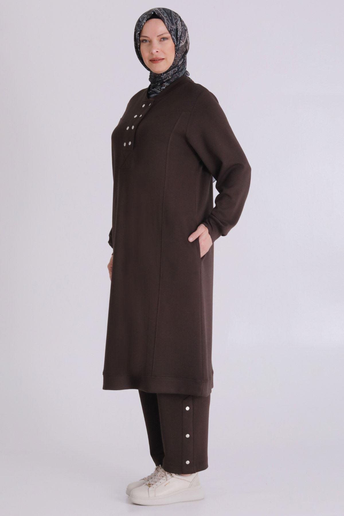 Behrem Pantolonlu Takım Kahve OTW3554