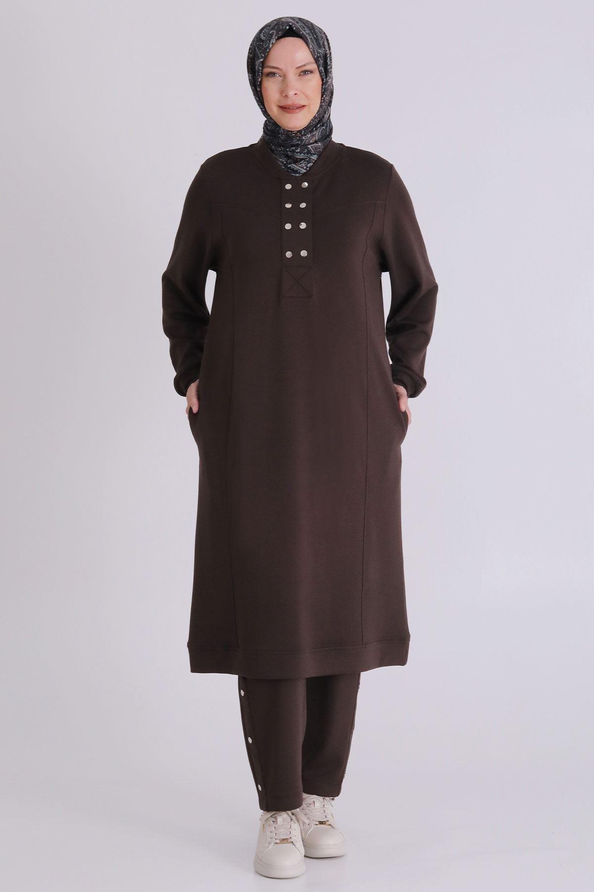 Behrem Pantolonlu Takım Kahve OTW3554