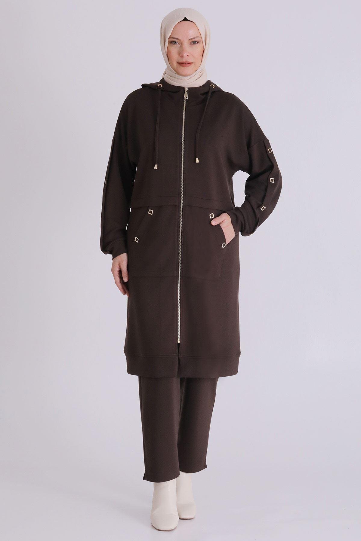 Behrem Pantolonlu Takım Kahve OTW3555