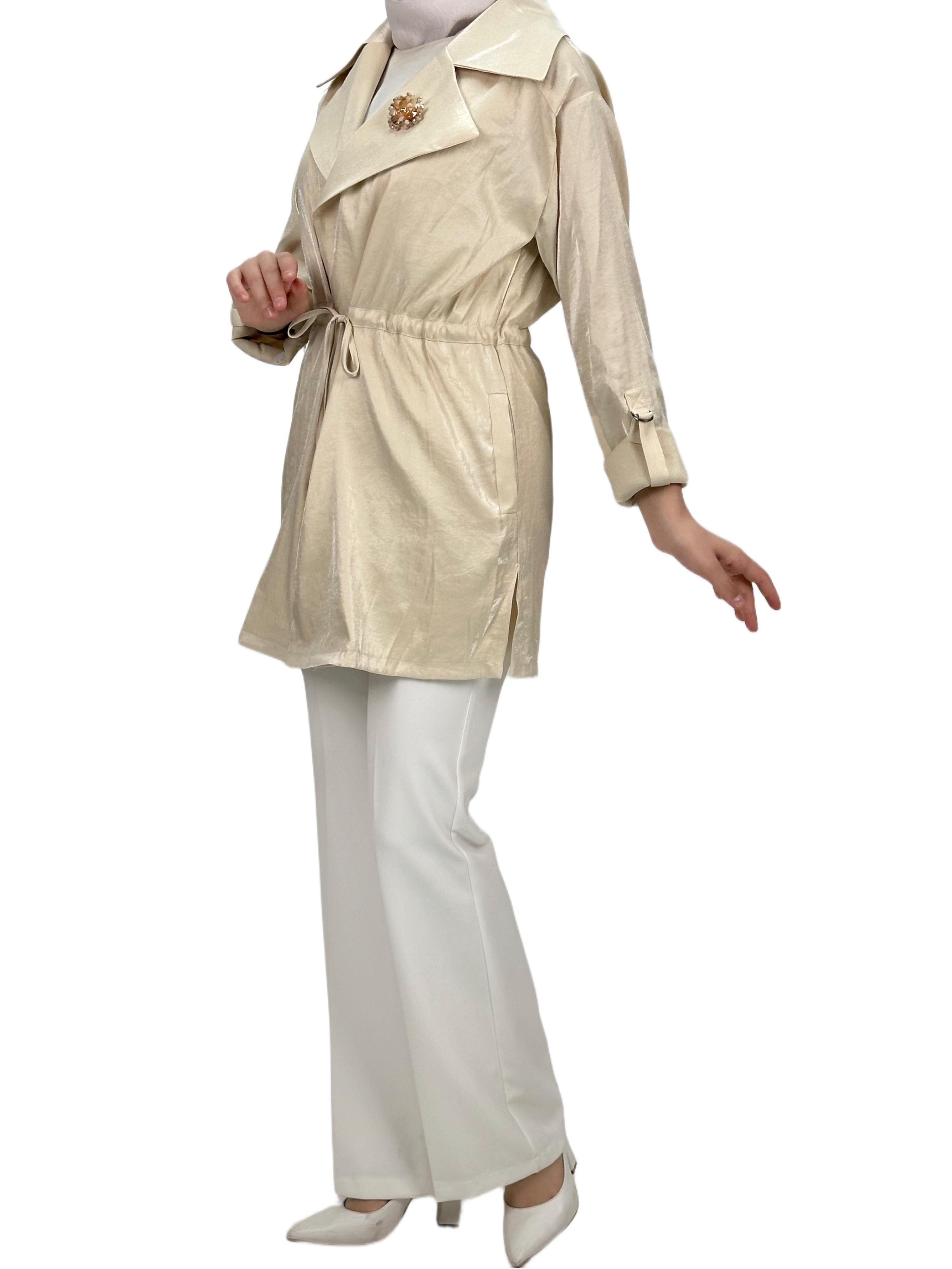 Belden Bağlamalı Ceket Bej OTW1103