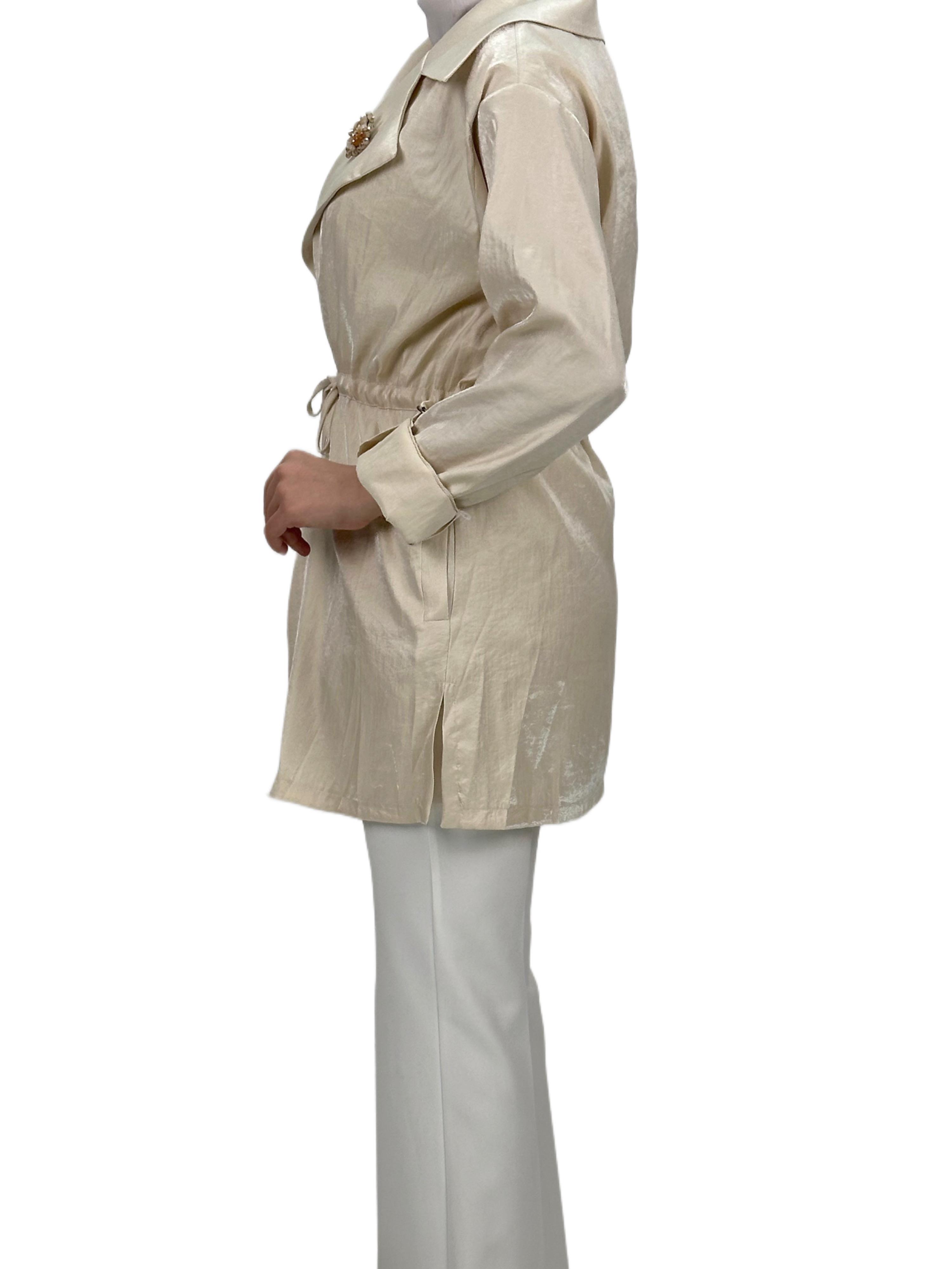 Belden Bağlamalı Ceket Bej OTW1103