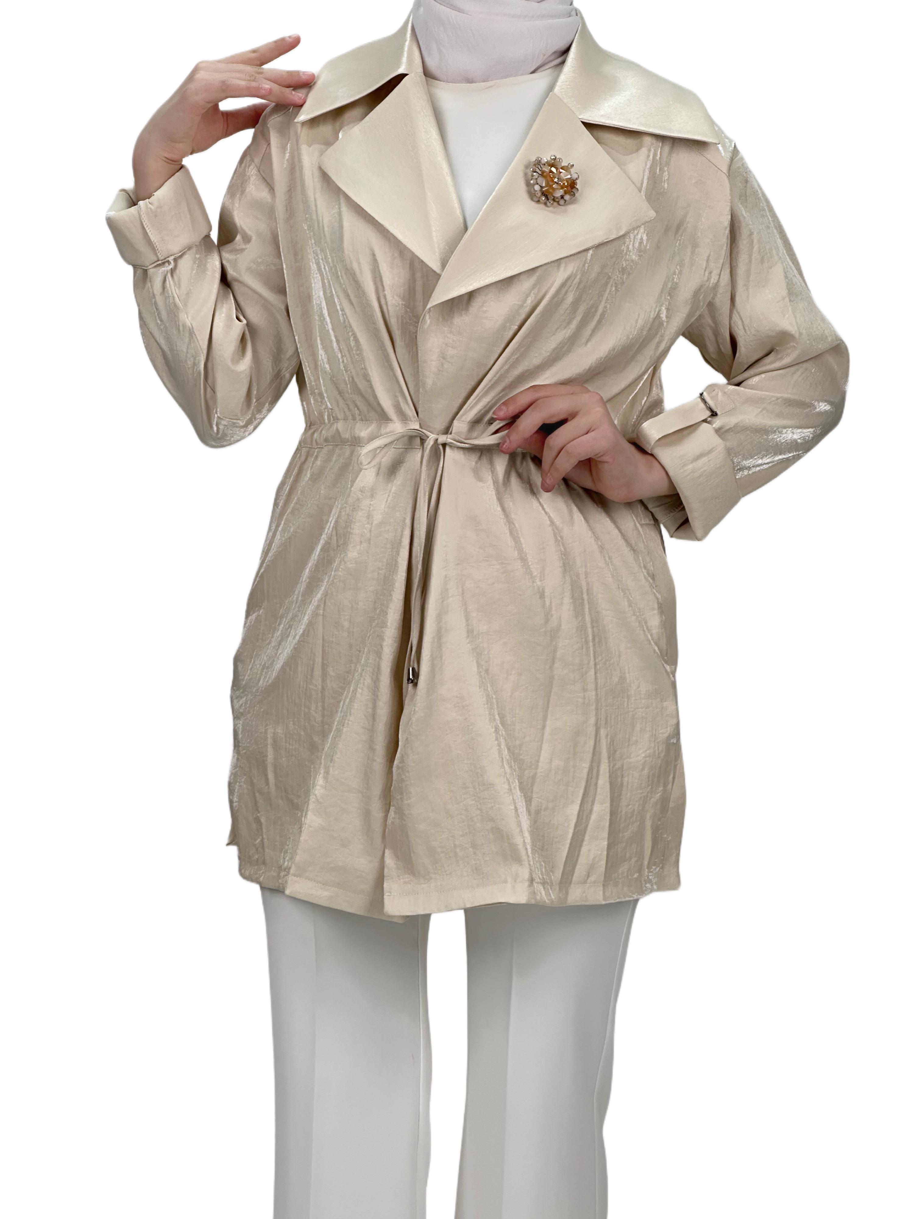 Belden Bağlamalı Ceket Bej OTW1103