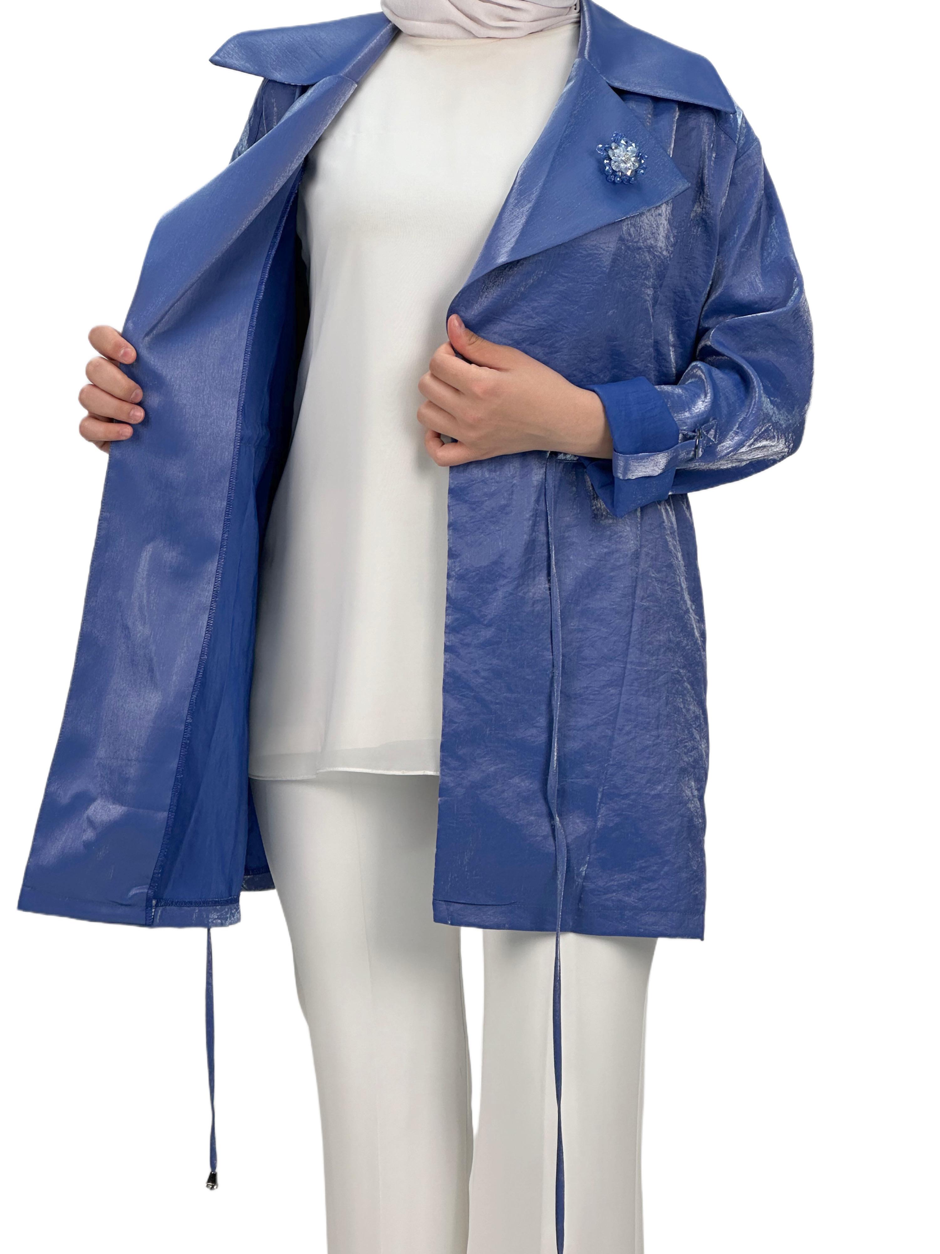 Belden Bağlamalı Ceket Lacivert OTW1103