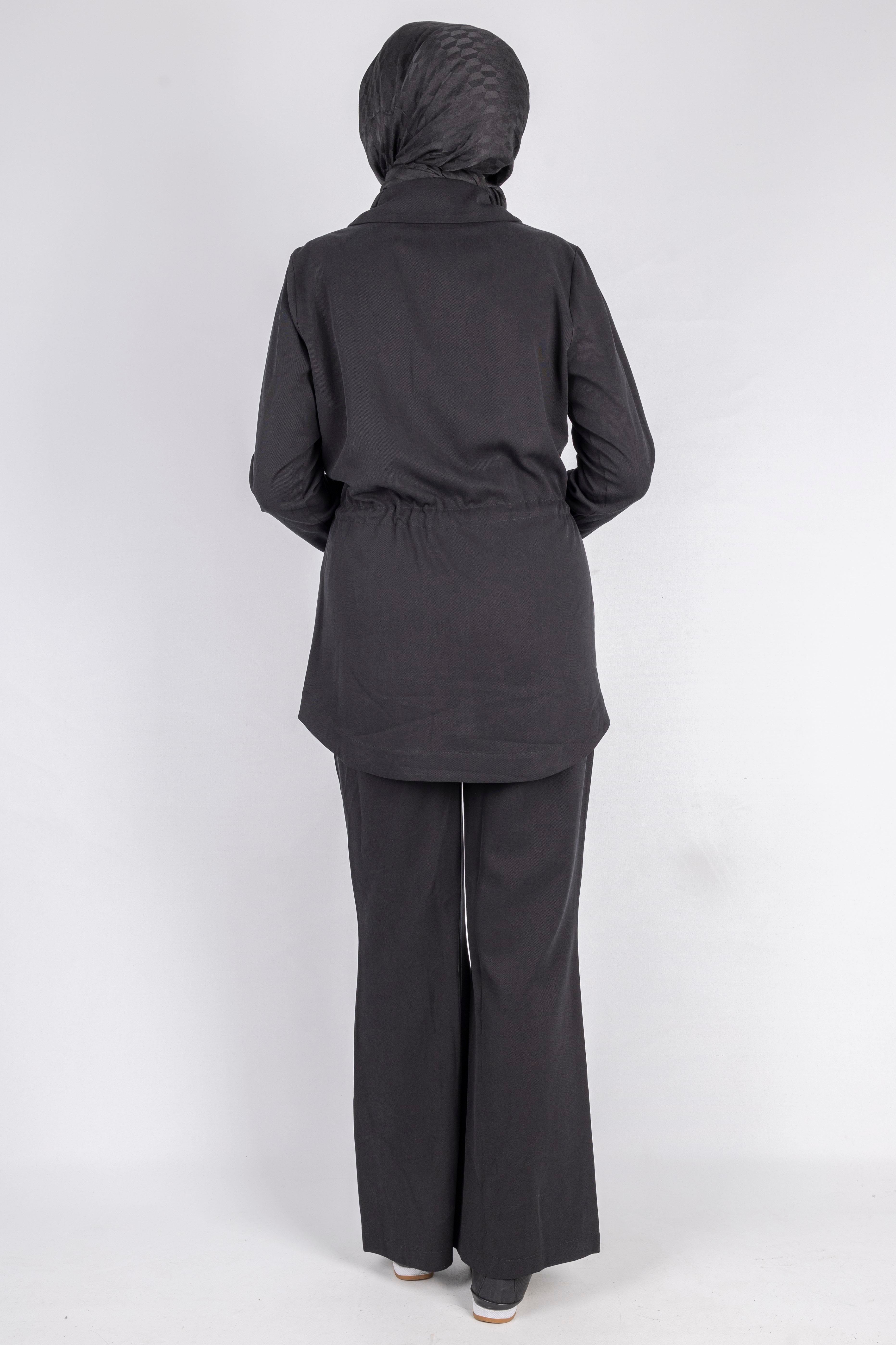 Beli Bağcıklı Spor Şık Çizgi Detaylı Takım Siyah OTW2660