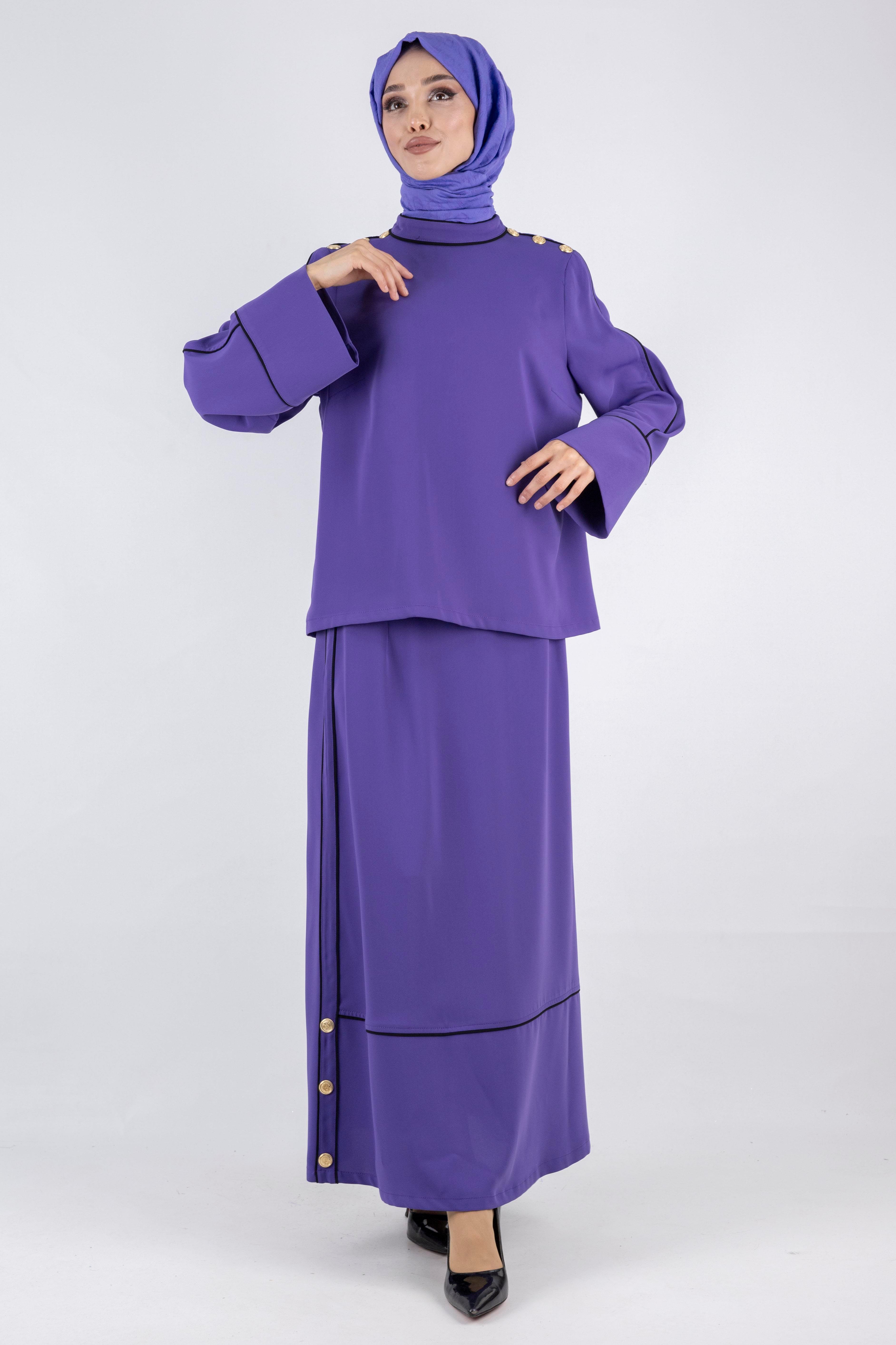 Biyeli Etekli Takım Mor OTW1003