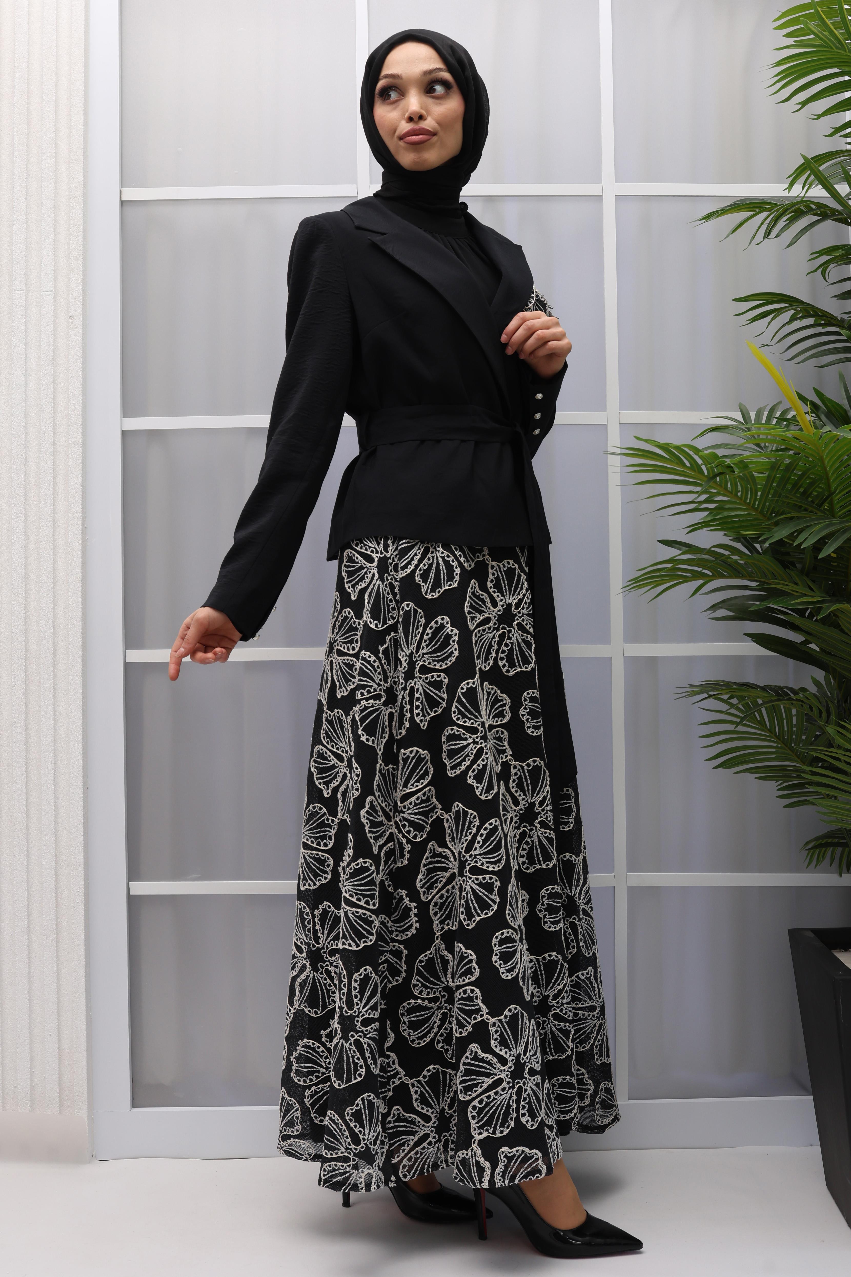 BLAZER CEKETLİ ETEKLİ TAKIM Siyah OTW44825