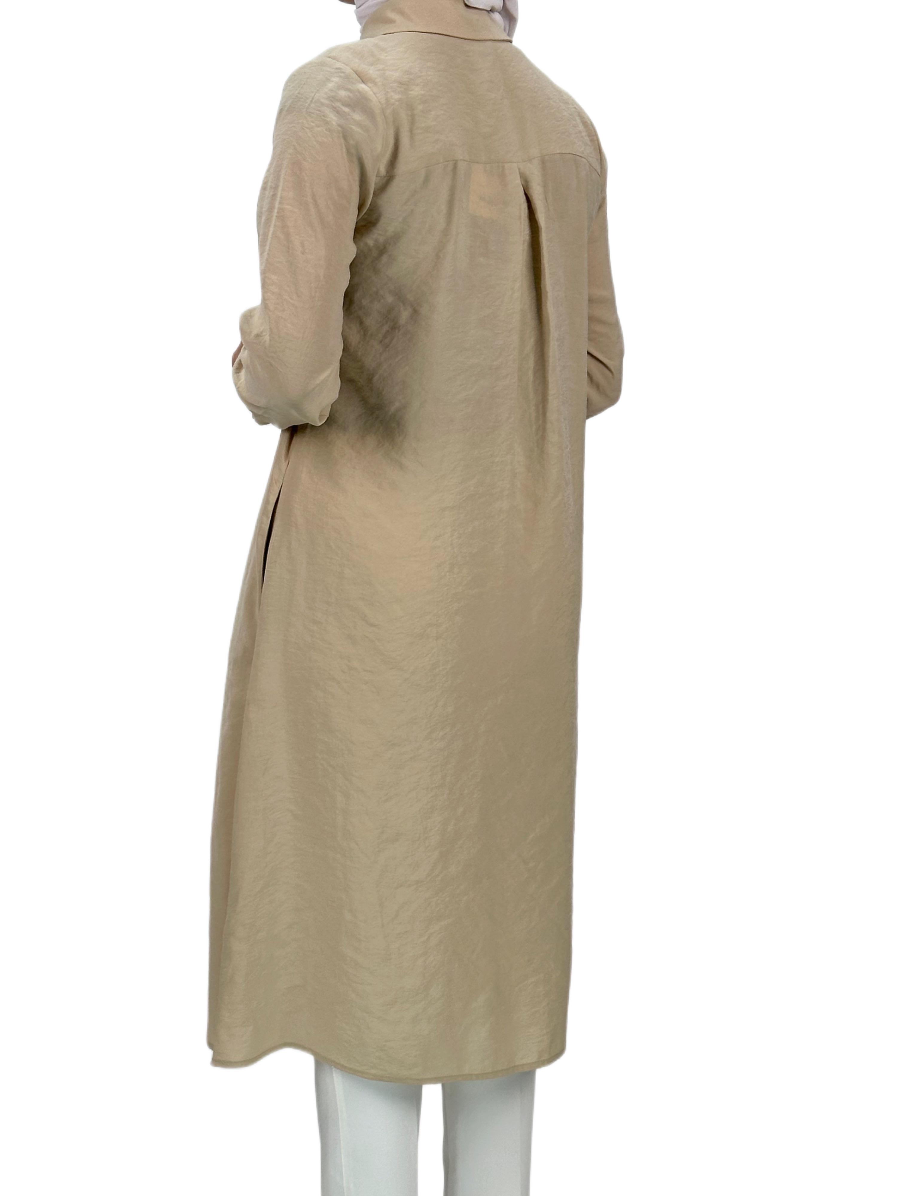 Boydan Düğmeli Tunik Bej OTW1269