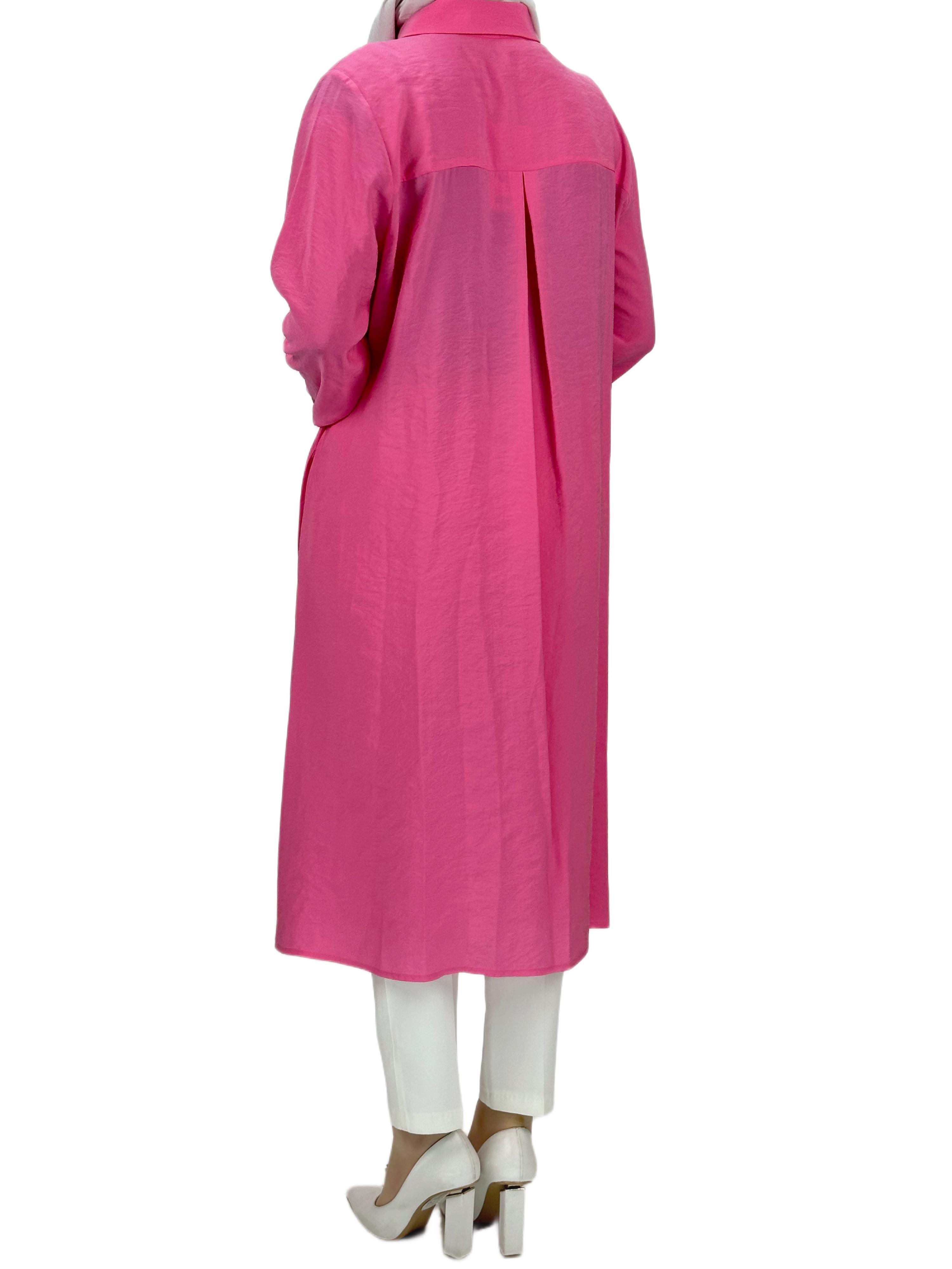Boydan Düğmeli Tunik Pembe OTW1269
