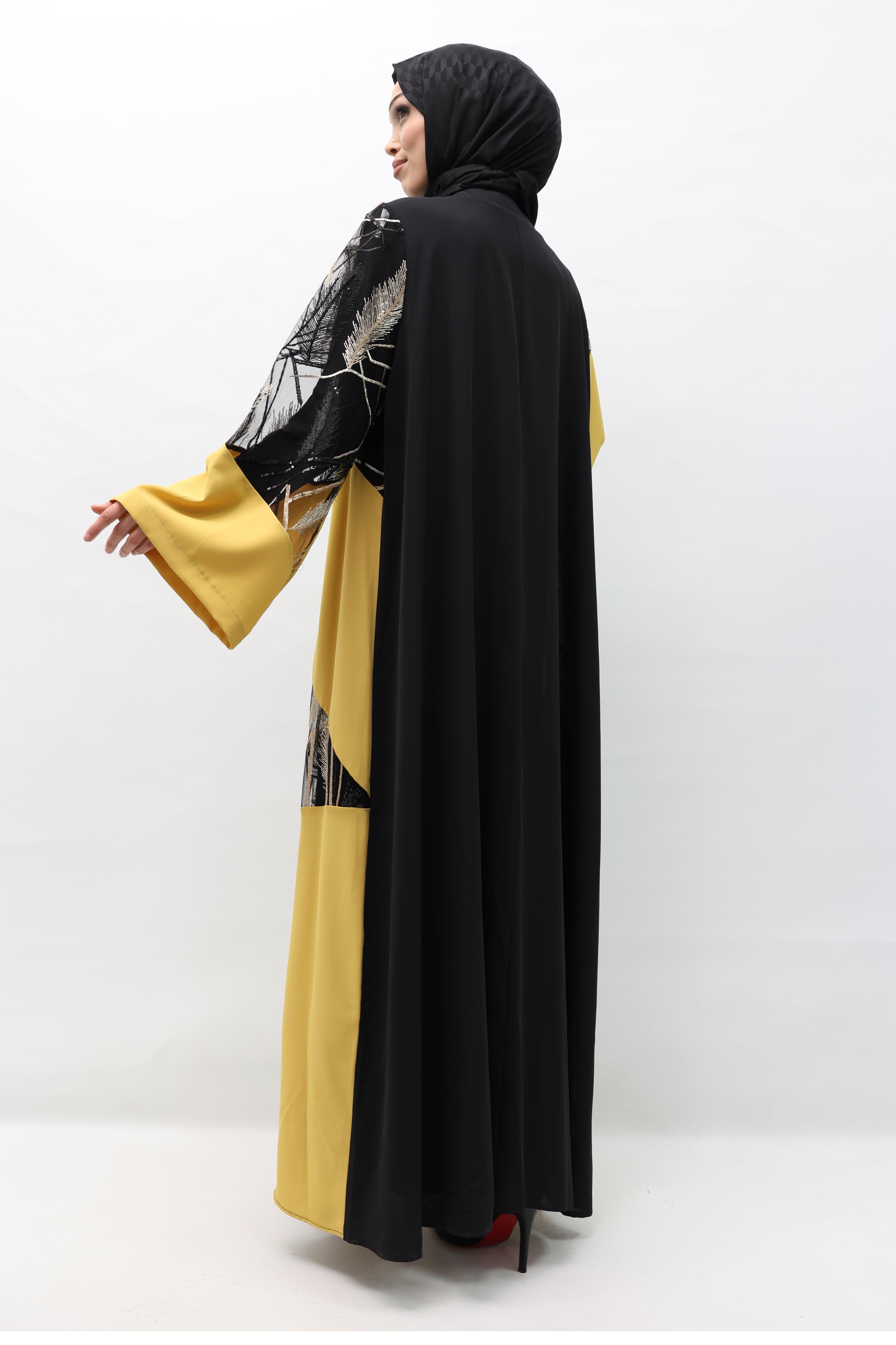 Büyük Beden Abaya Sarı OTW133