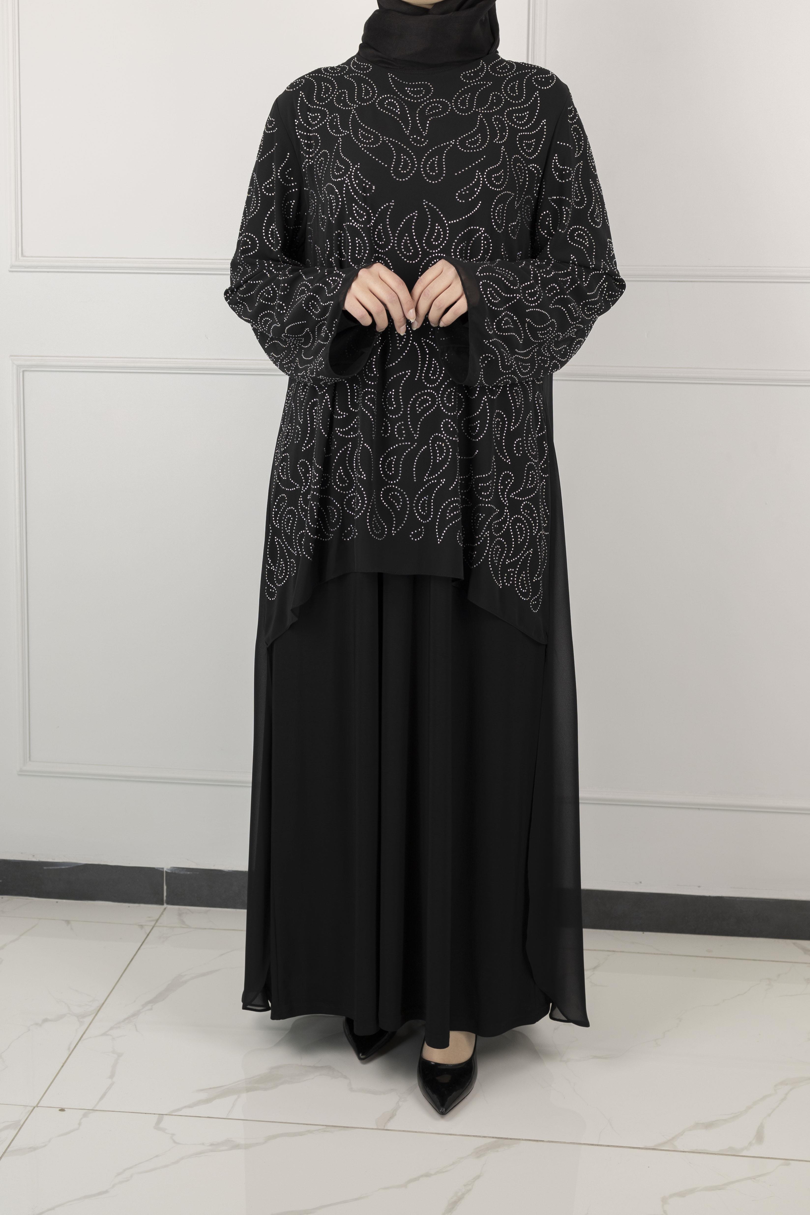 BÜYÜK BEDEN ABİYE ELBİSE Siyah OTW1355