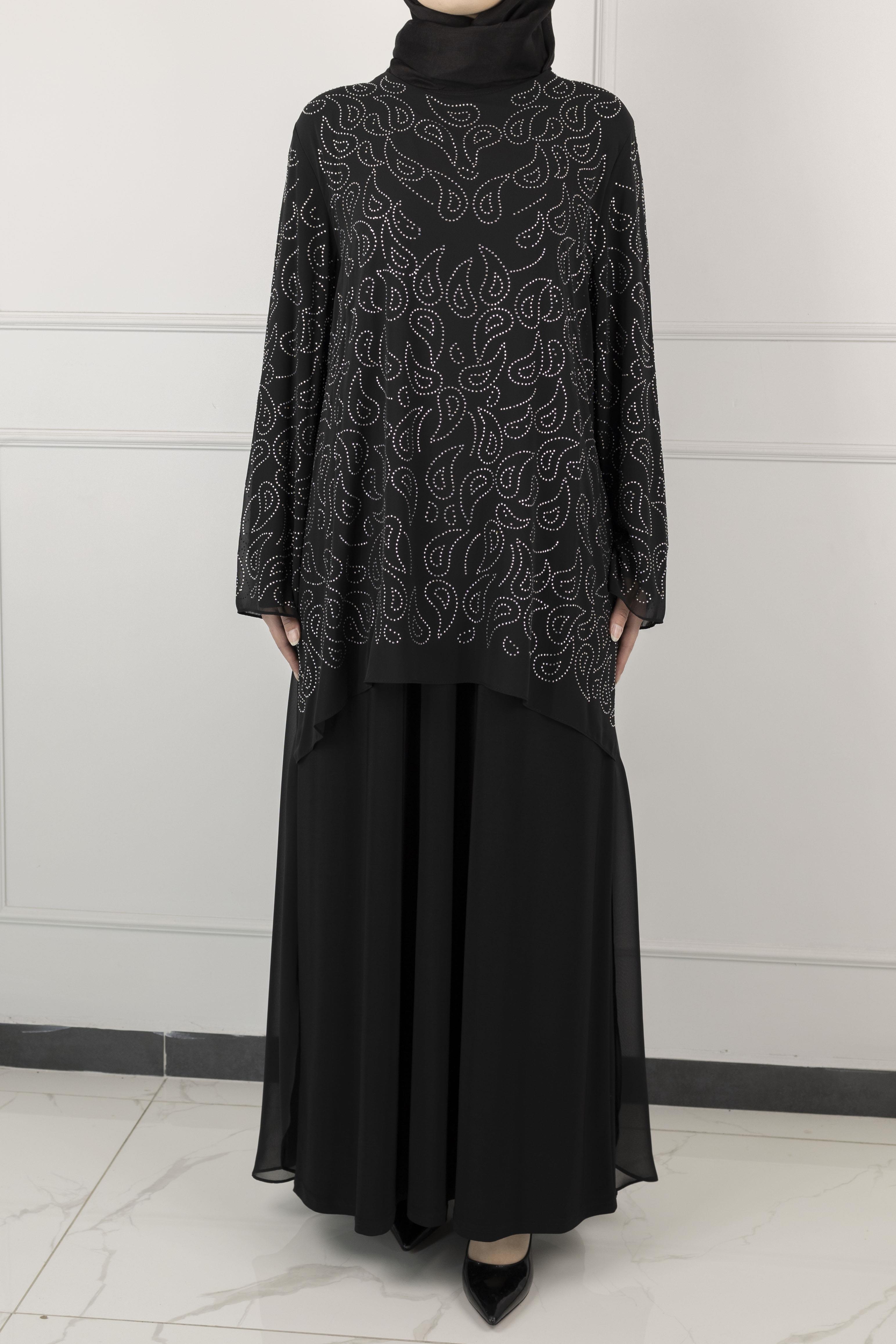 BÜYÜK BEDEN ABİYE ELBİSE Siyah OTW1355