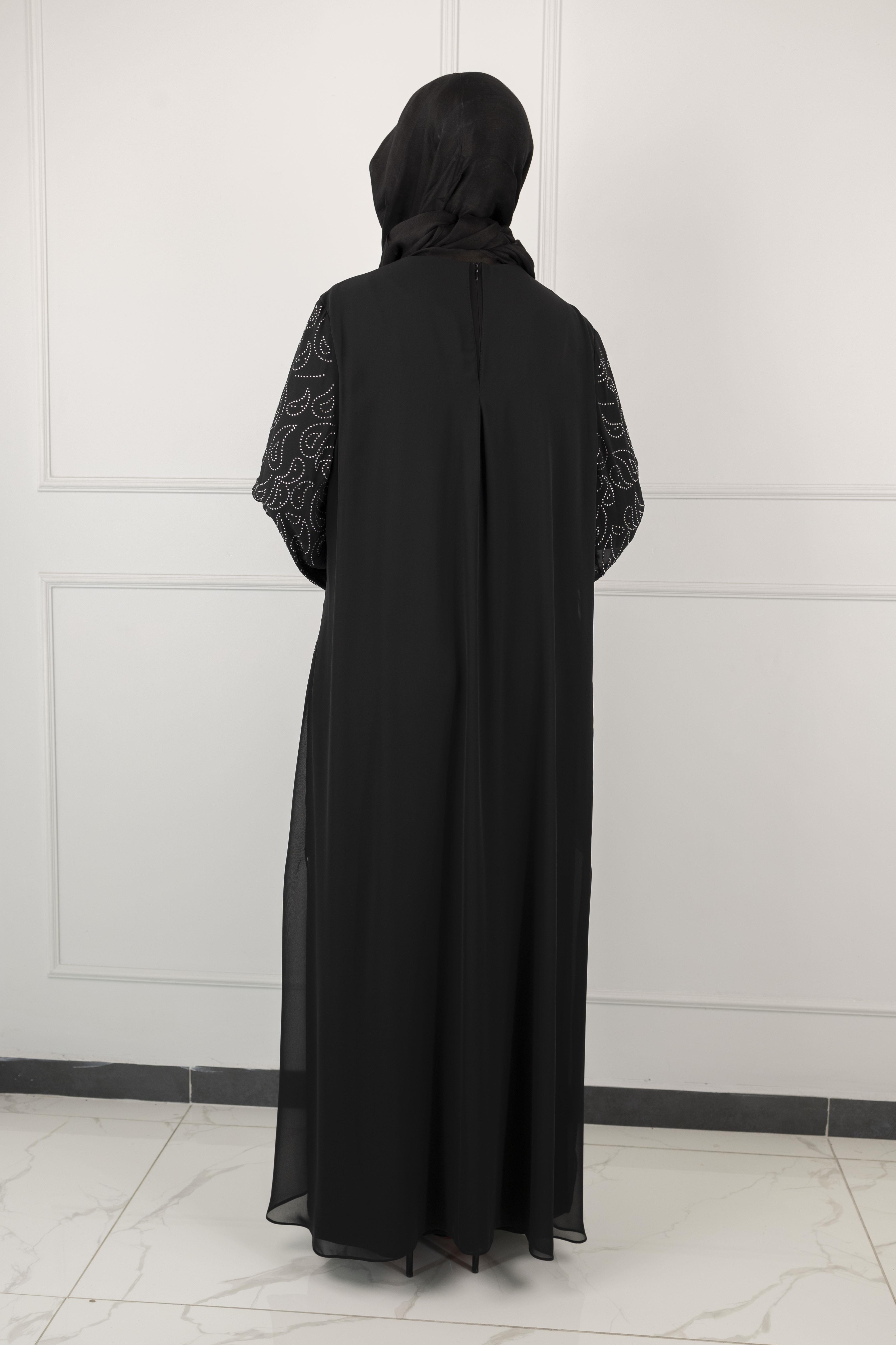 BÜYÜK BEDEN ABİYE ELBİSE Siyah OTW1355