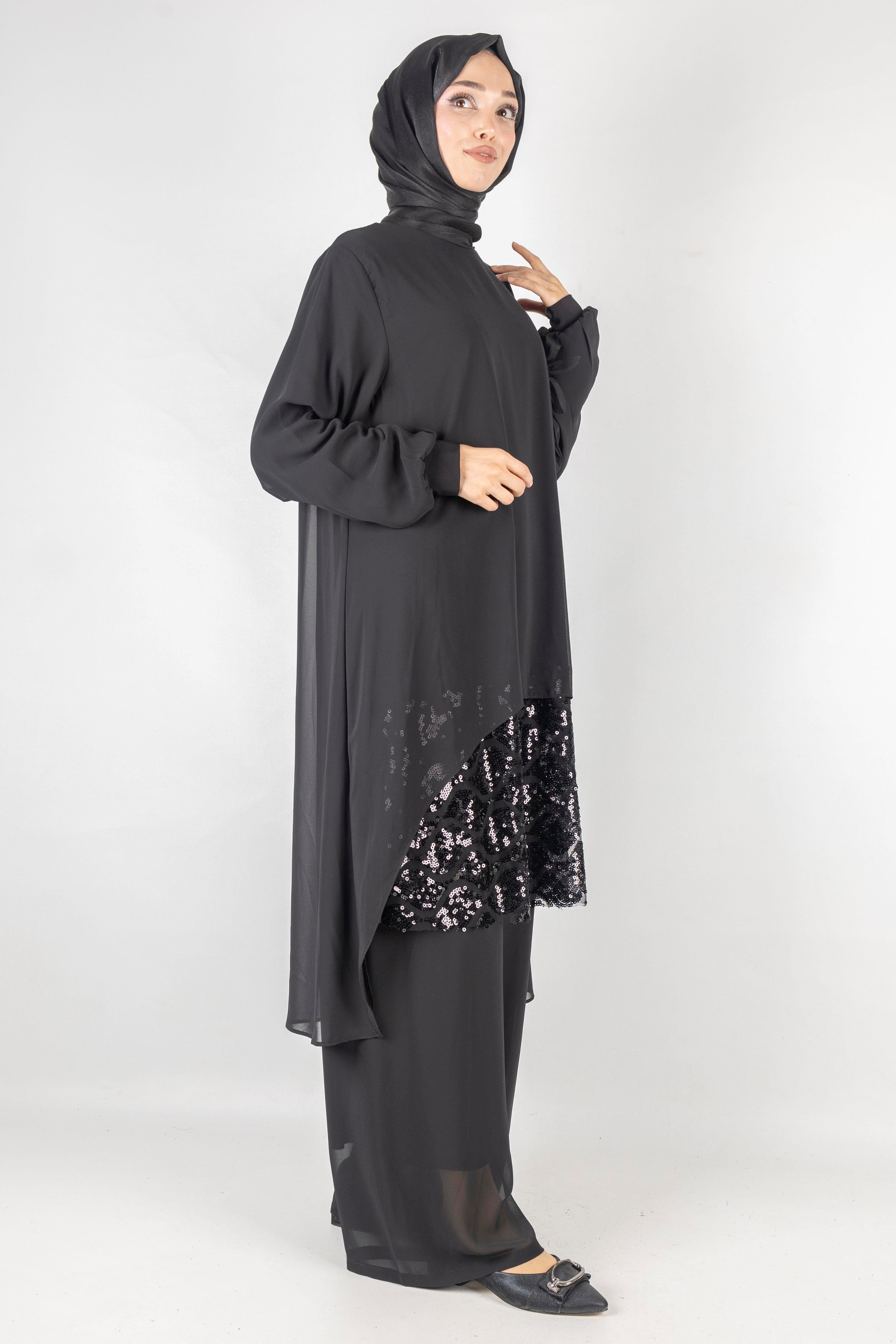 Büyük Beden Abiye Takım Siyah OTW486