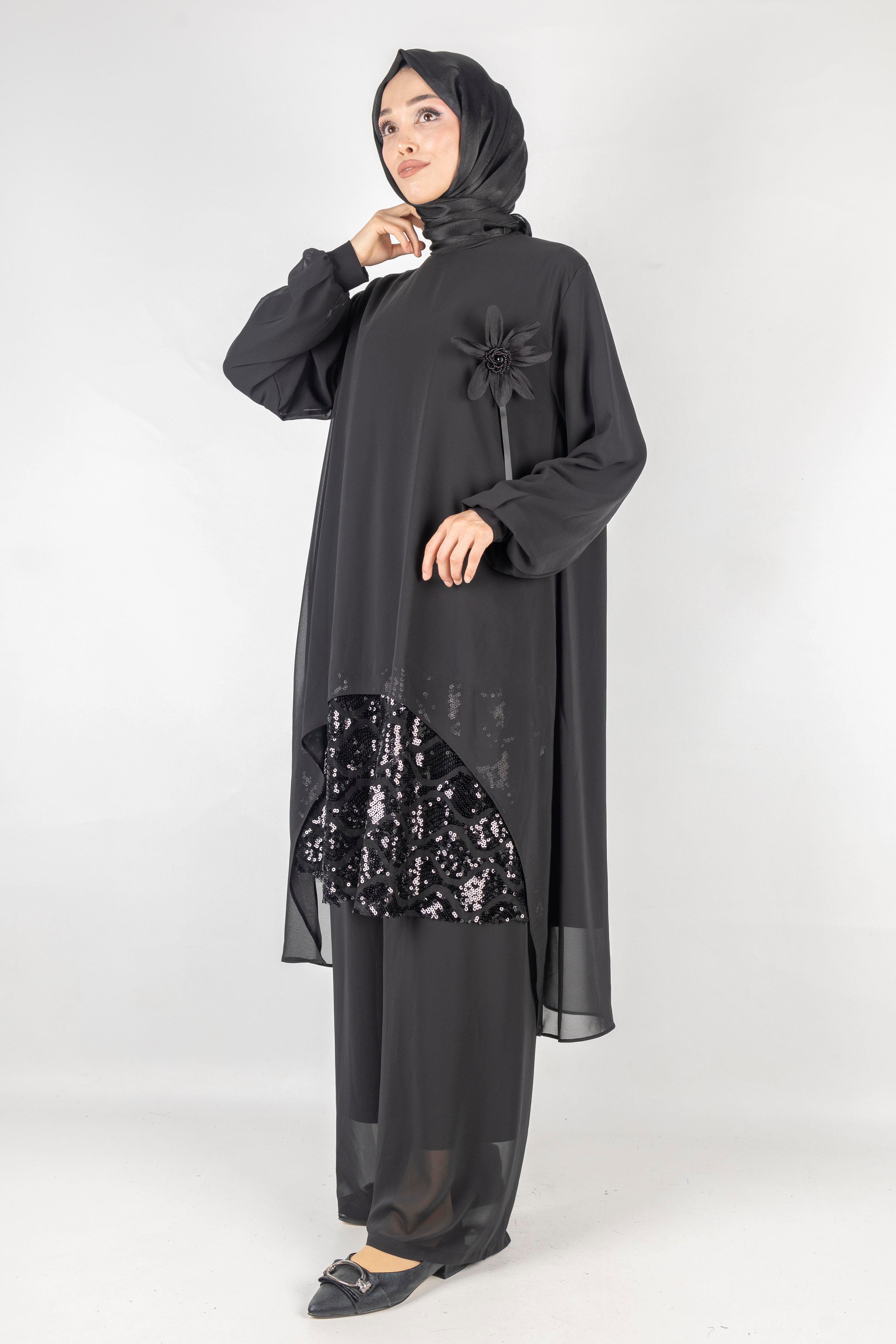 Büyük Beden Abiye Takım Siyah OTW486