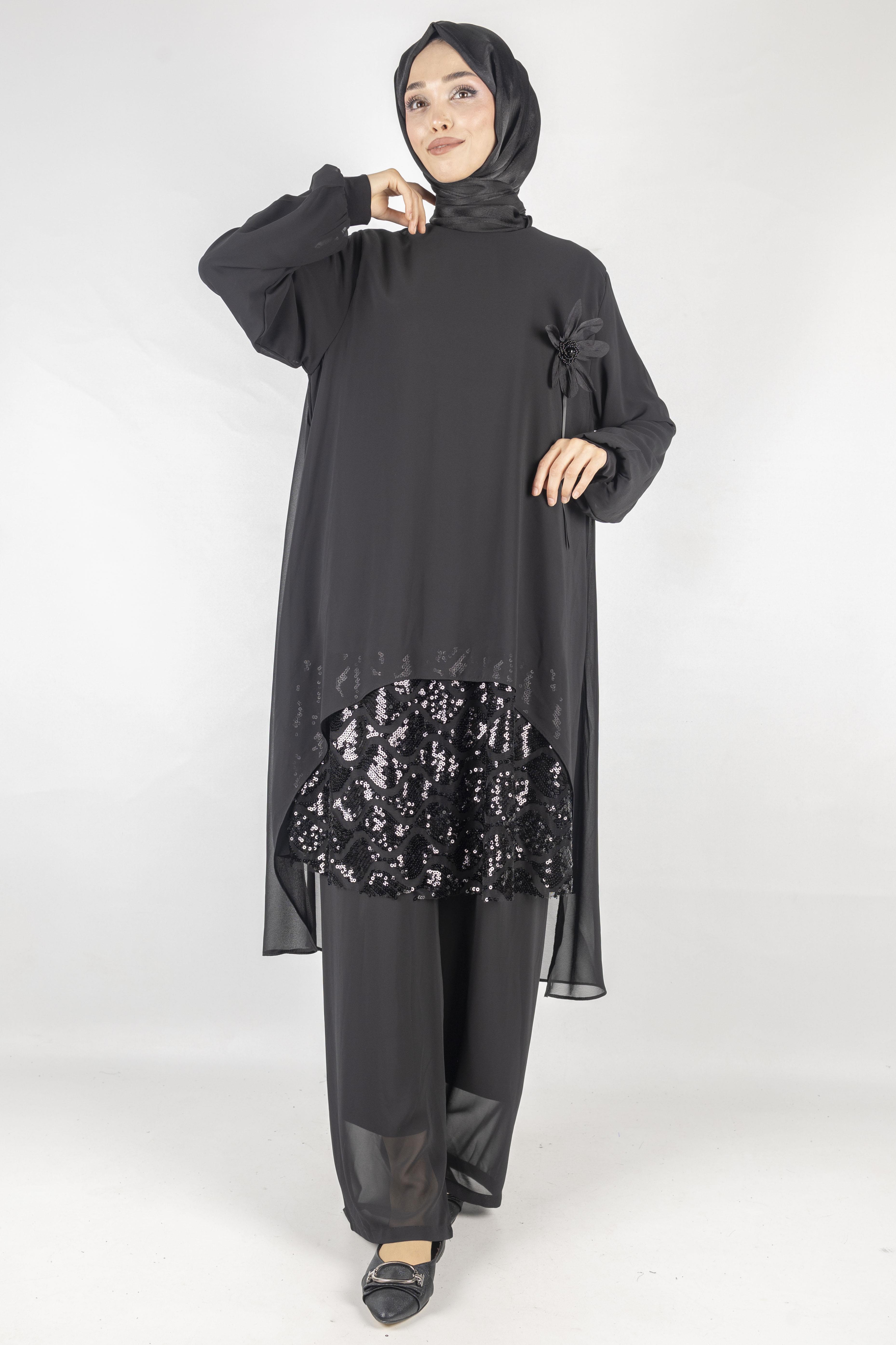 Büyük Beden Abiye Takım Siyah OTW486