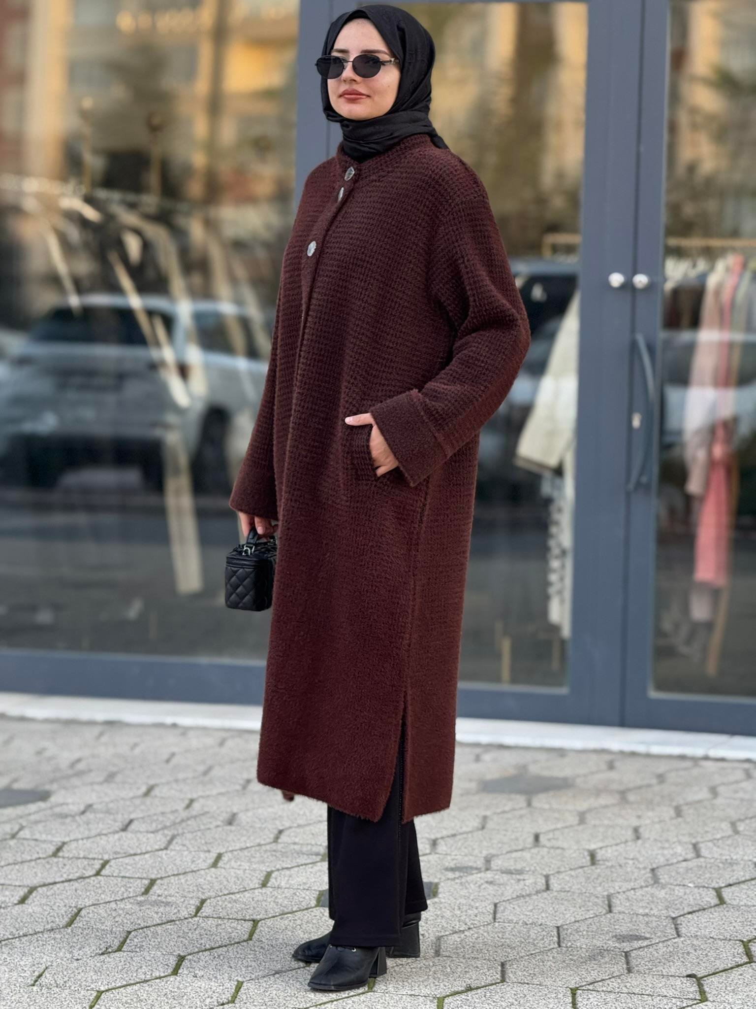 Büyük Beden Angora Kaban Siyah-Kahve OTW5213