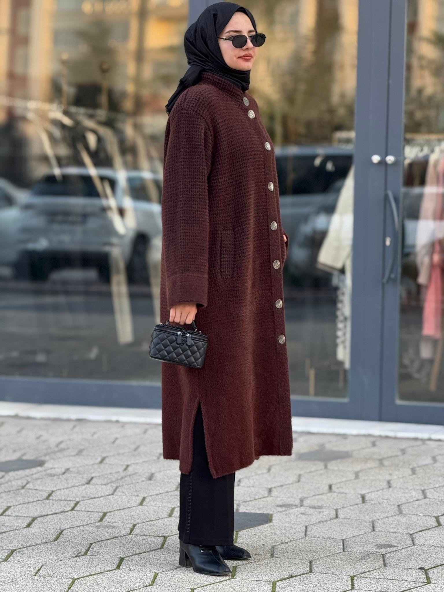 Büyük Beden Angora Kaban Siyah-Kahve OTW5213