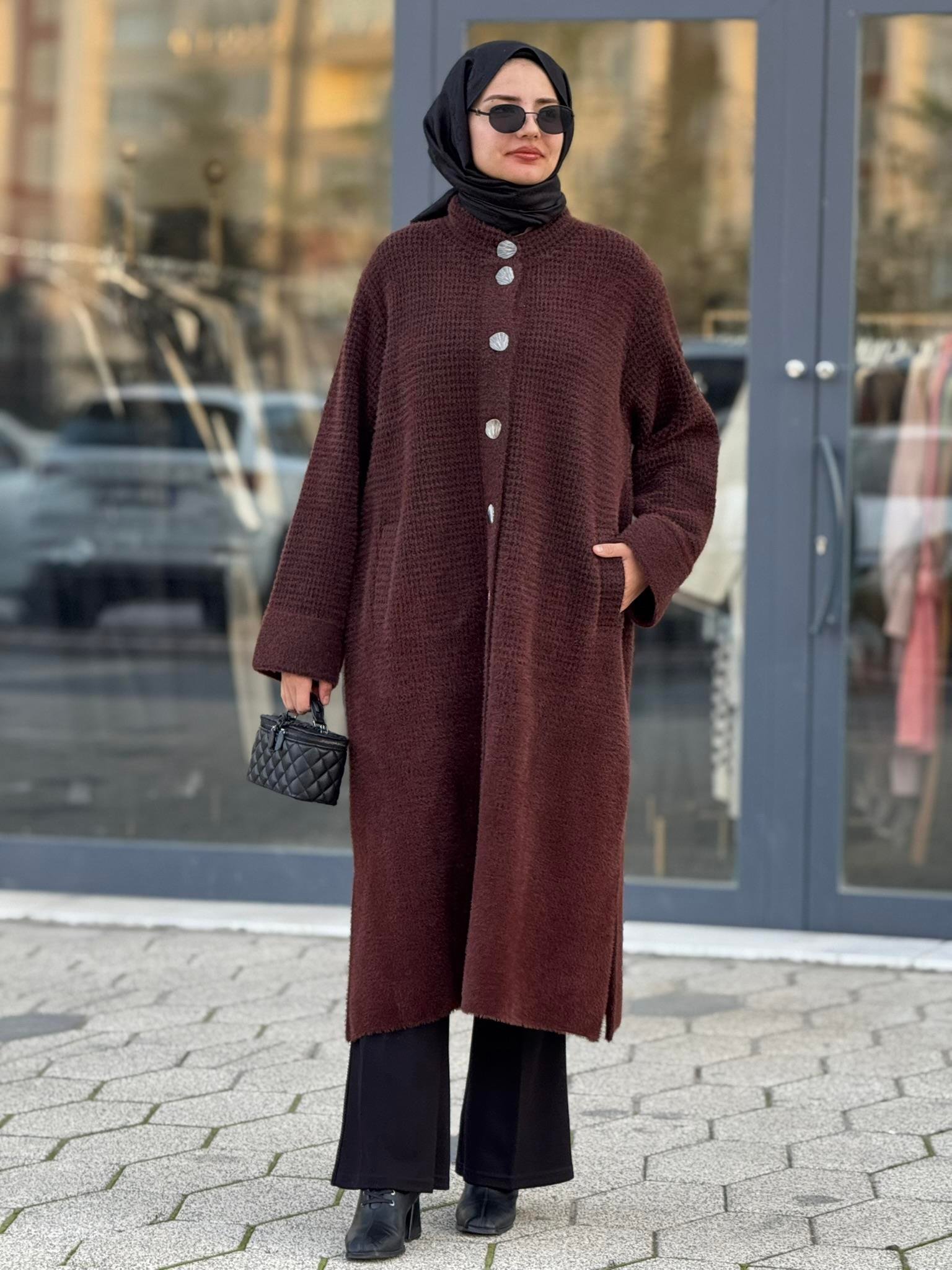 Büyük Beden Angora Kaban Siyah-Kahve OTW5213