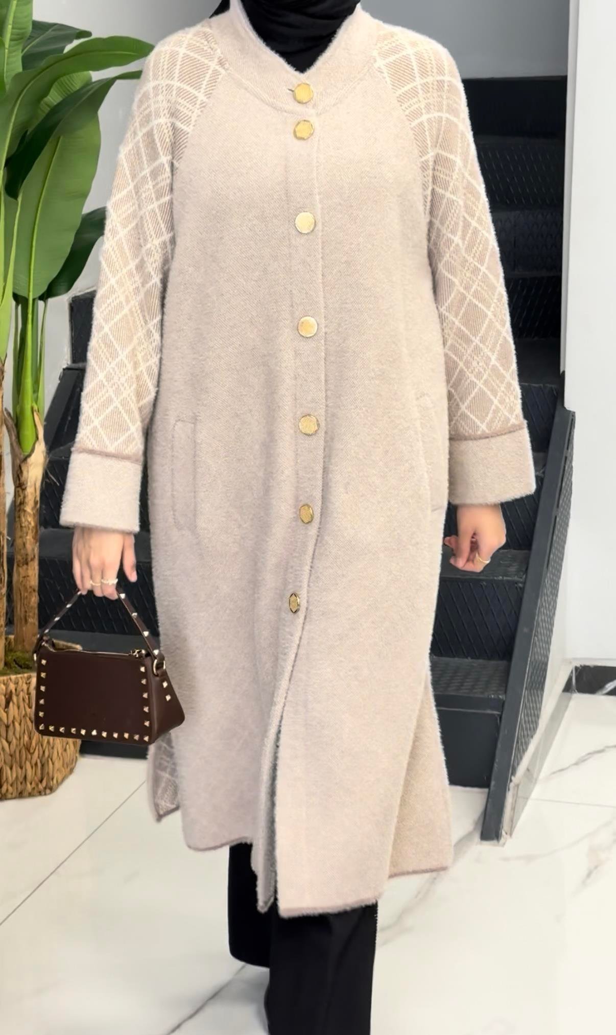 Büyük Beden Angora Kaban Taş-Vizon OTW5216