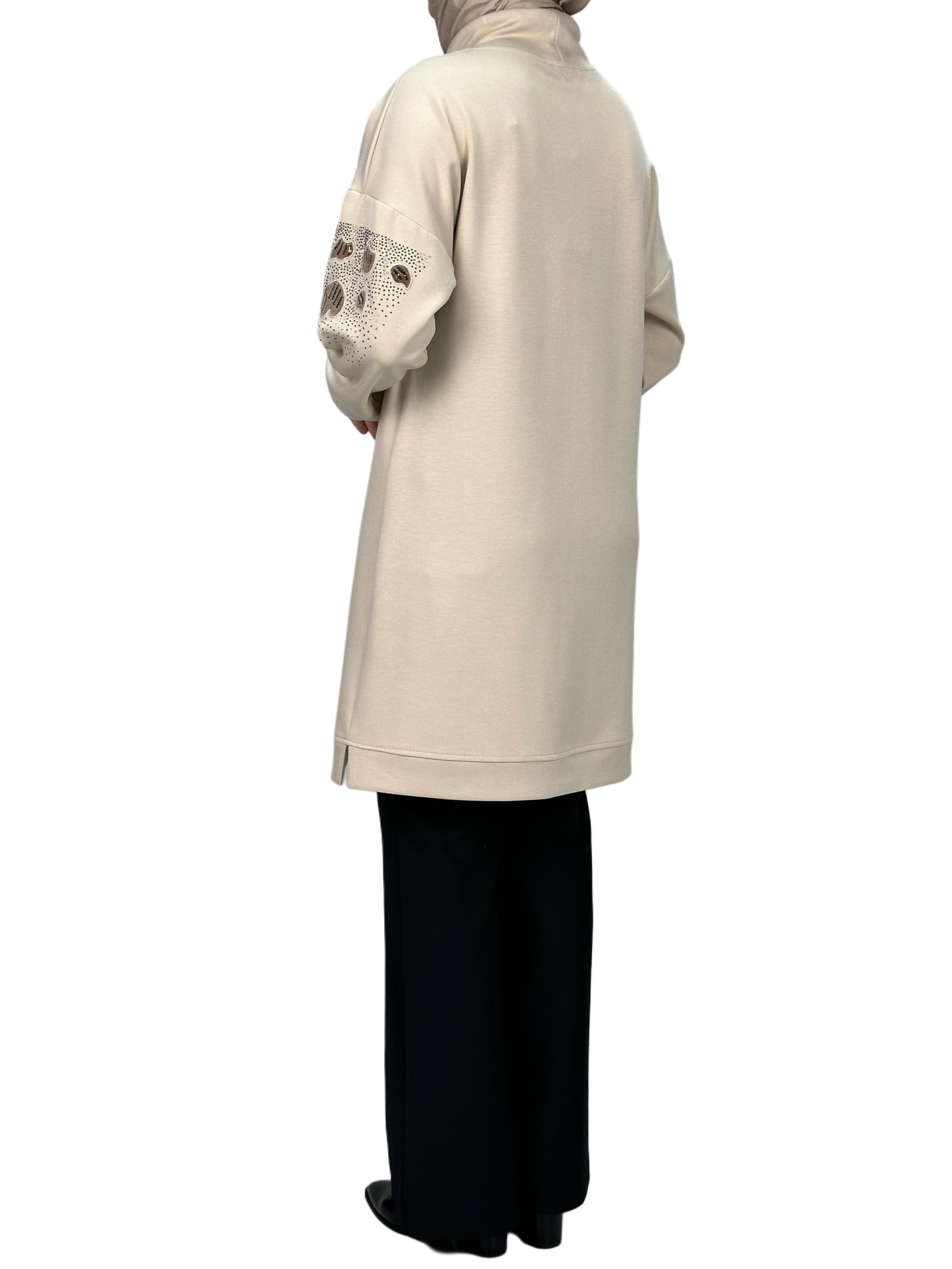 Büyük Beden Aplik Nakışlı Tunik Taş OTW2128