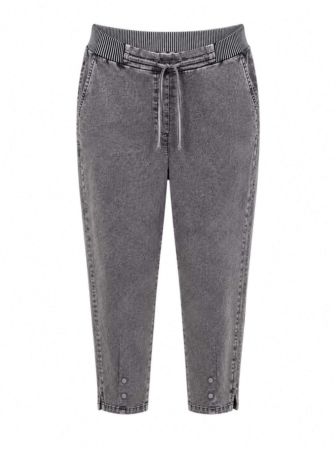 Büyük Beden Bağcıklı Denim Pantolon Siyah OTW322-1