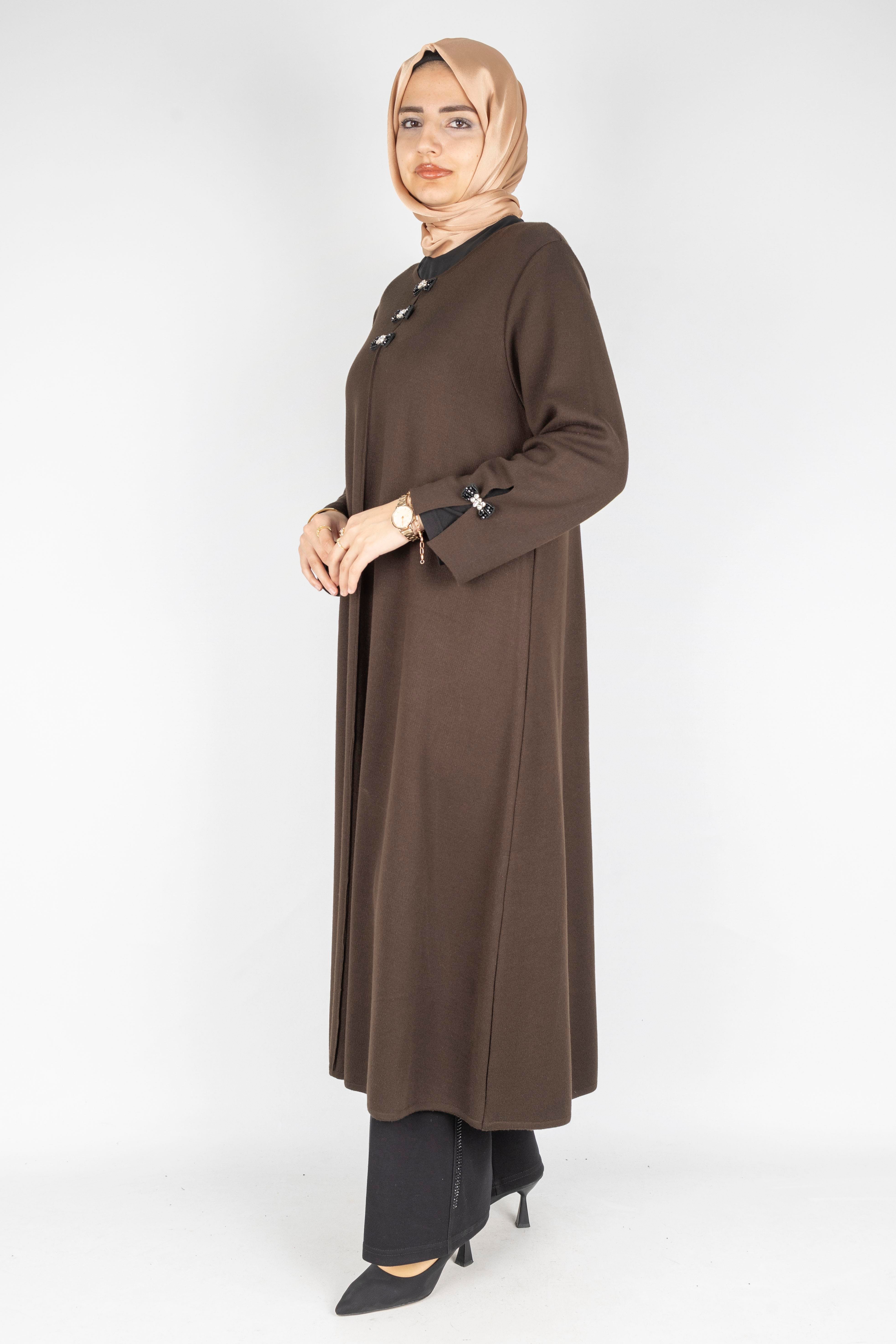 Büyük Beden Çelik Örme Elbise&Tunik Kahve OTW14291