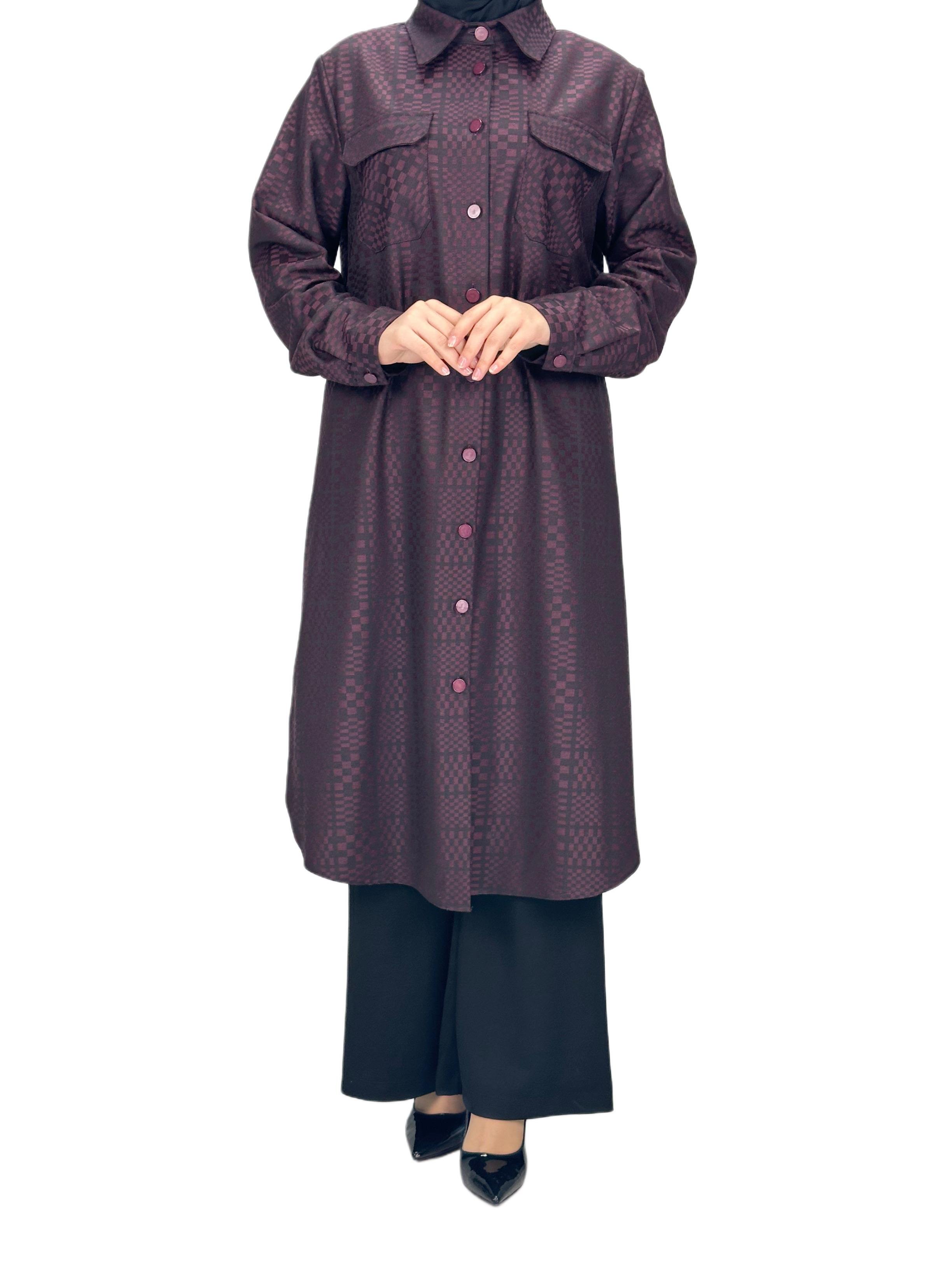 Büyük Beden Cepli Tunik Bordo OTW2102