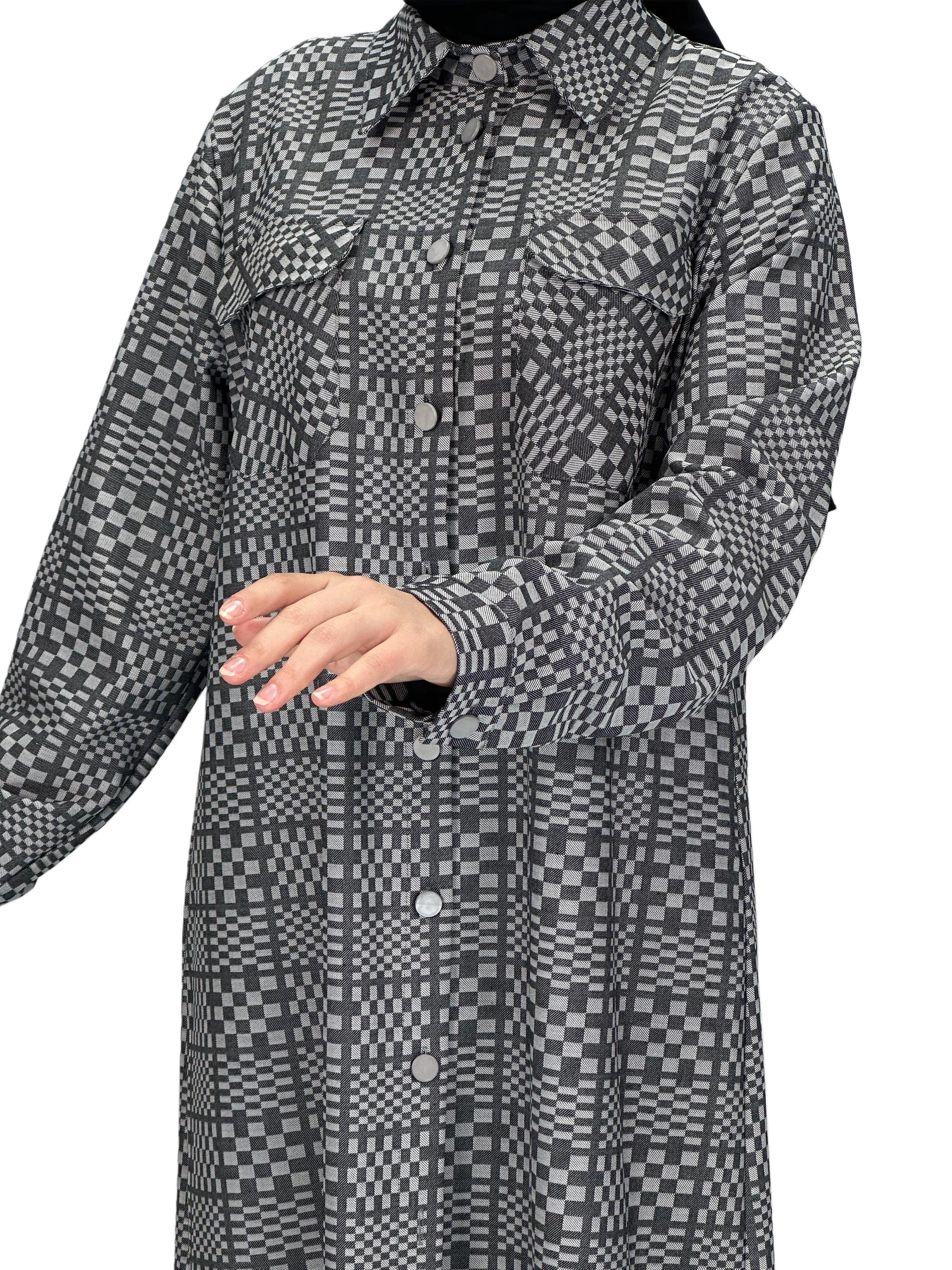 Büyük Beden Cepli Tunik Gri OTW2102