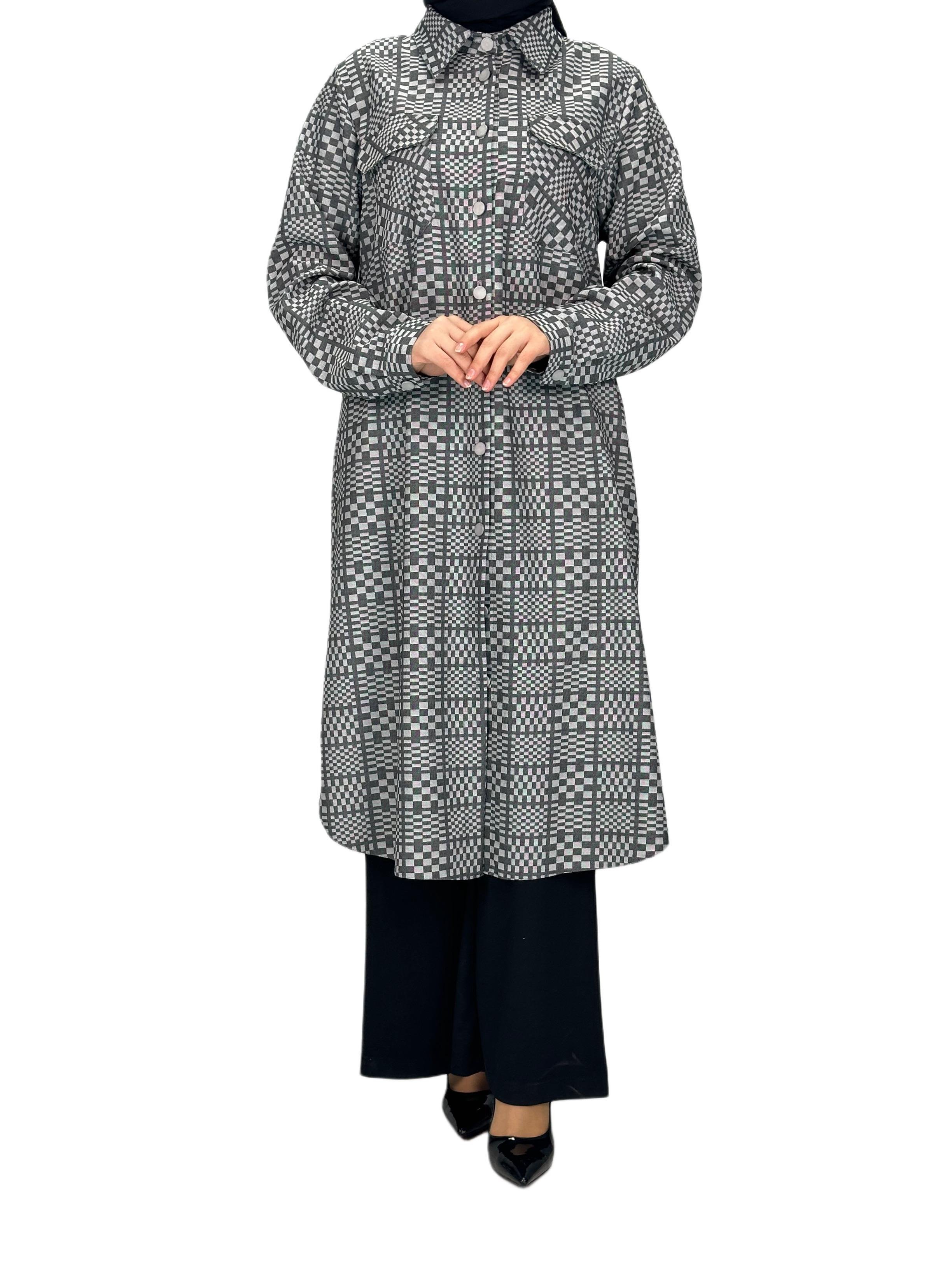 Büyük Beden Cepli Tunik Gri OTW2102