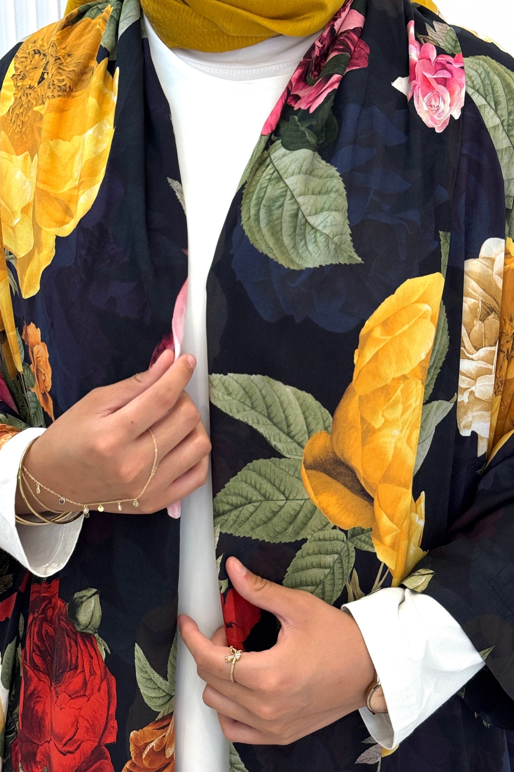 Büyük Beden Çiçek Desenli Kimono Takım Desenli OTW9781