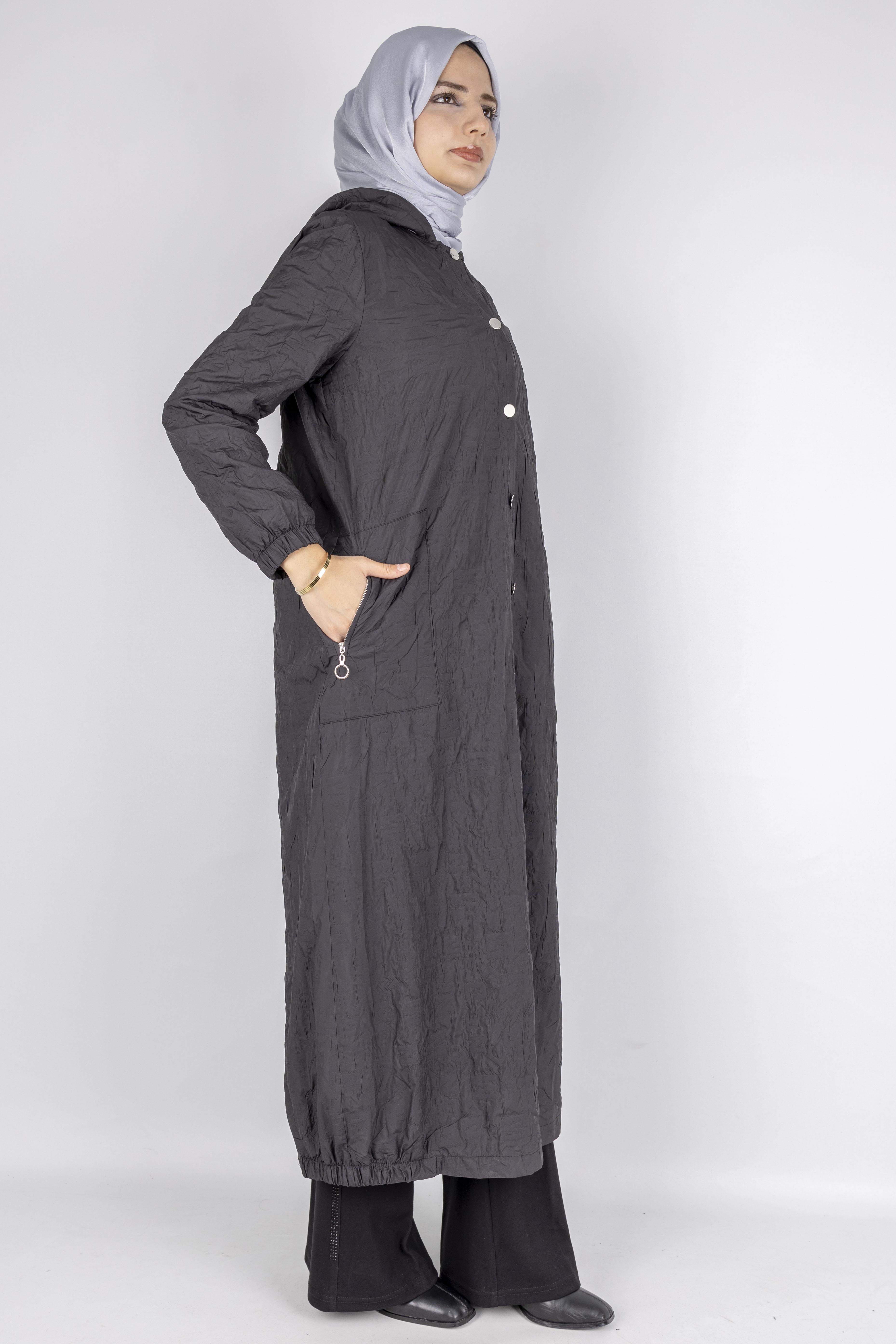 Büyük Beden Çıtçıtlı Tesettür Kap Siyah OTW607