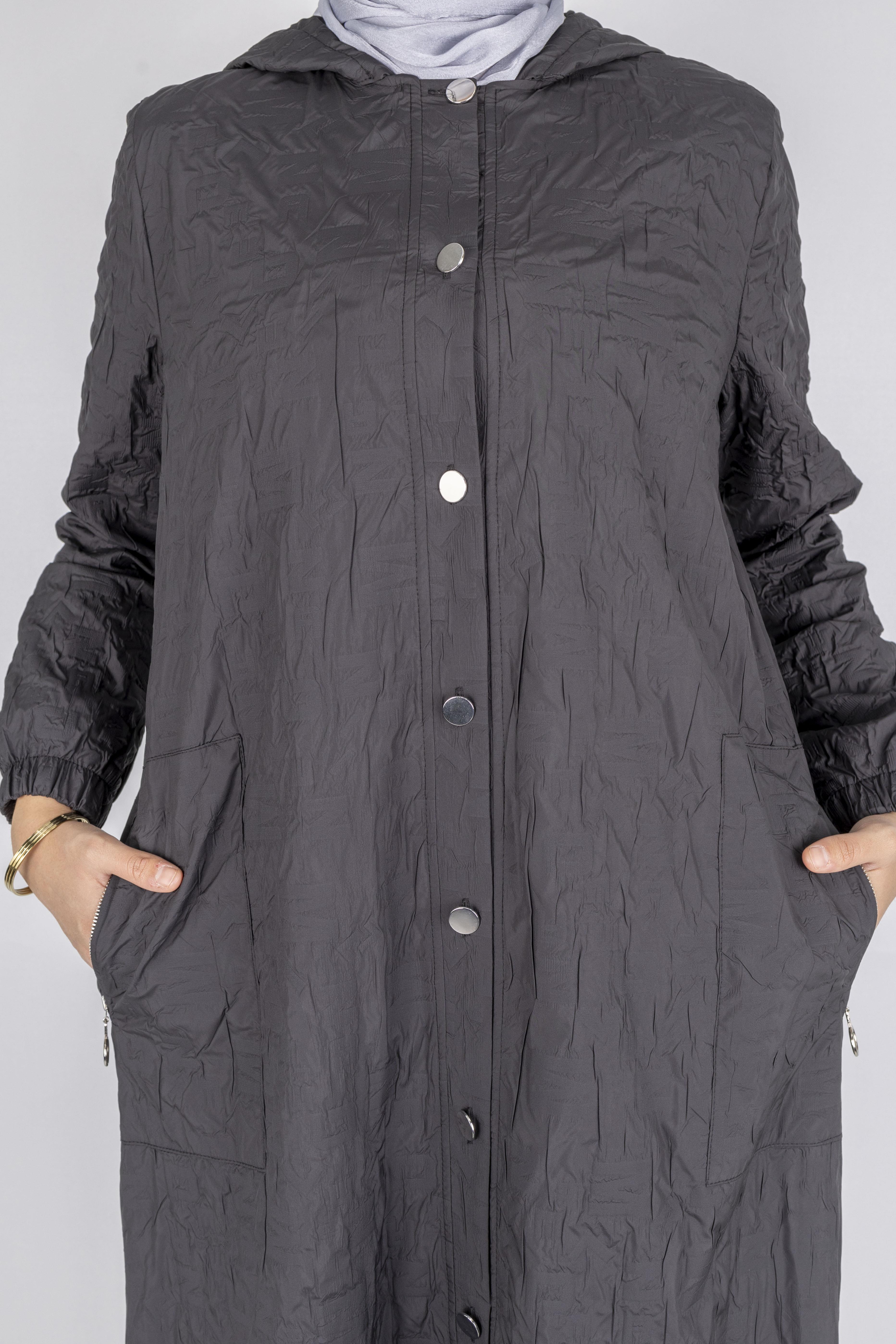 Büyük Beden Çıtçıtlı Tesettür Kap Siyah OTW607